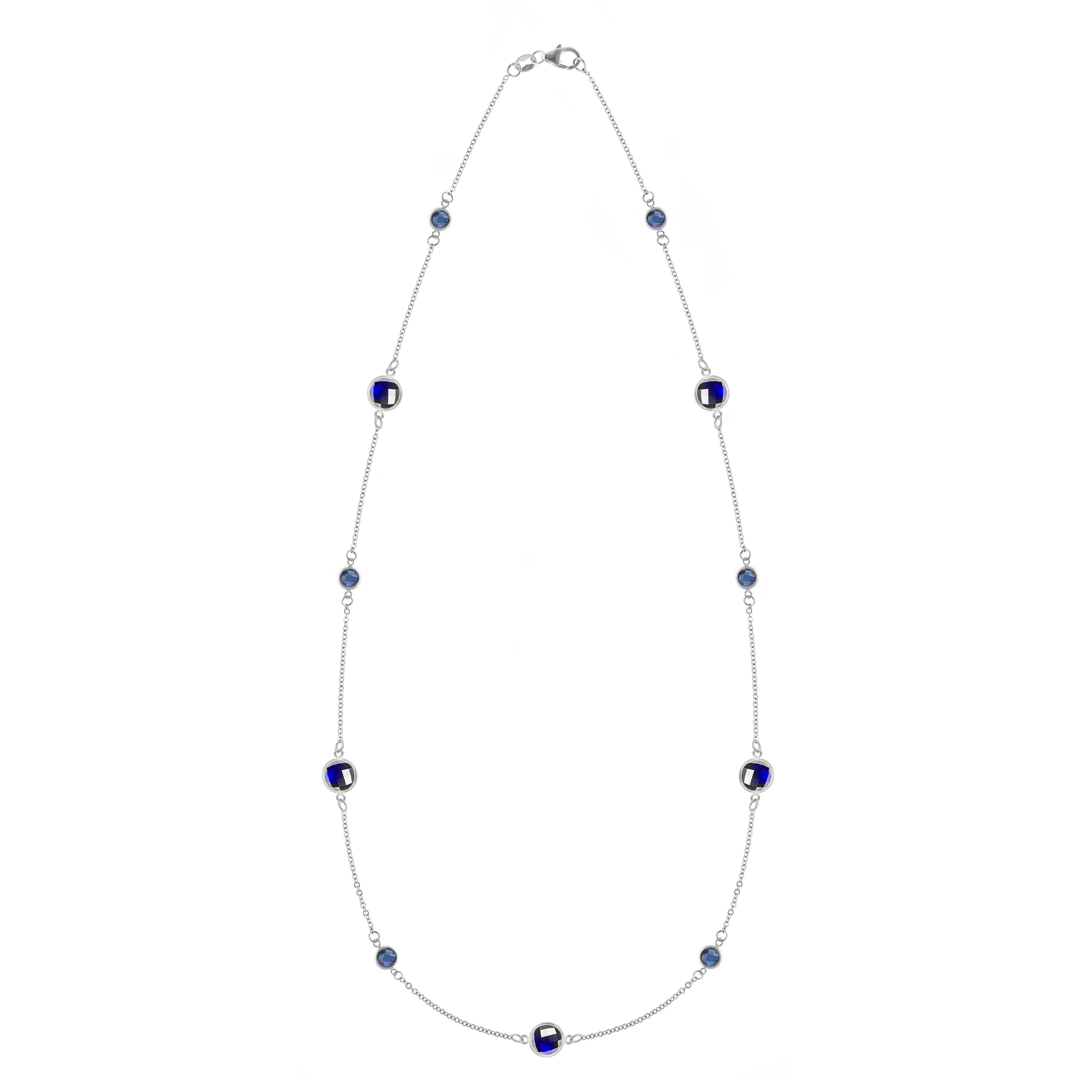Bayberry Grand & Petite 11 Sapphire Necklace in 14k Gold (September) - Image 5