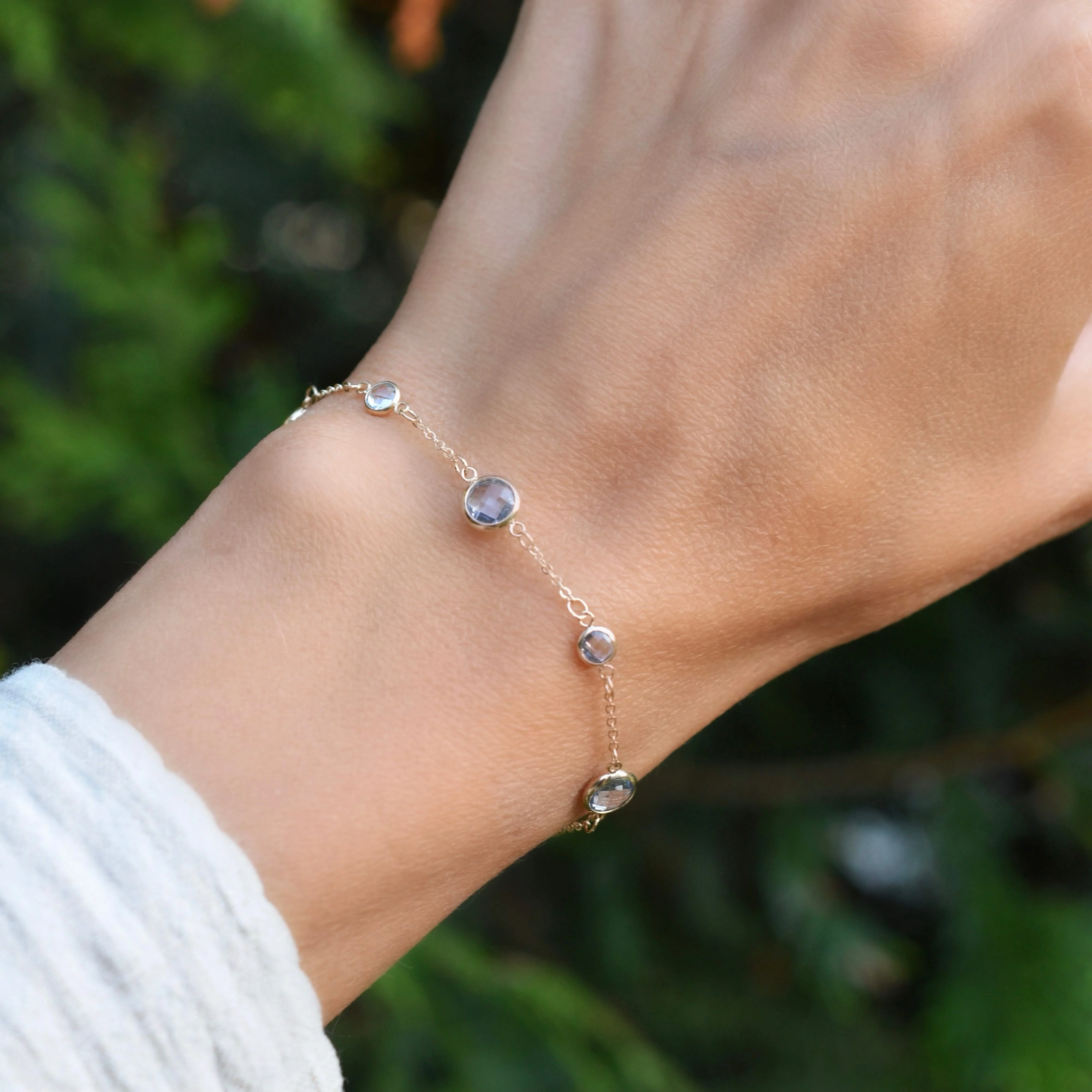 Bayberry Grand & Petite 7 Aquamarine Bracelet in 14k Gold (March) - Image 2
