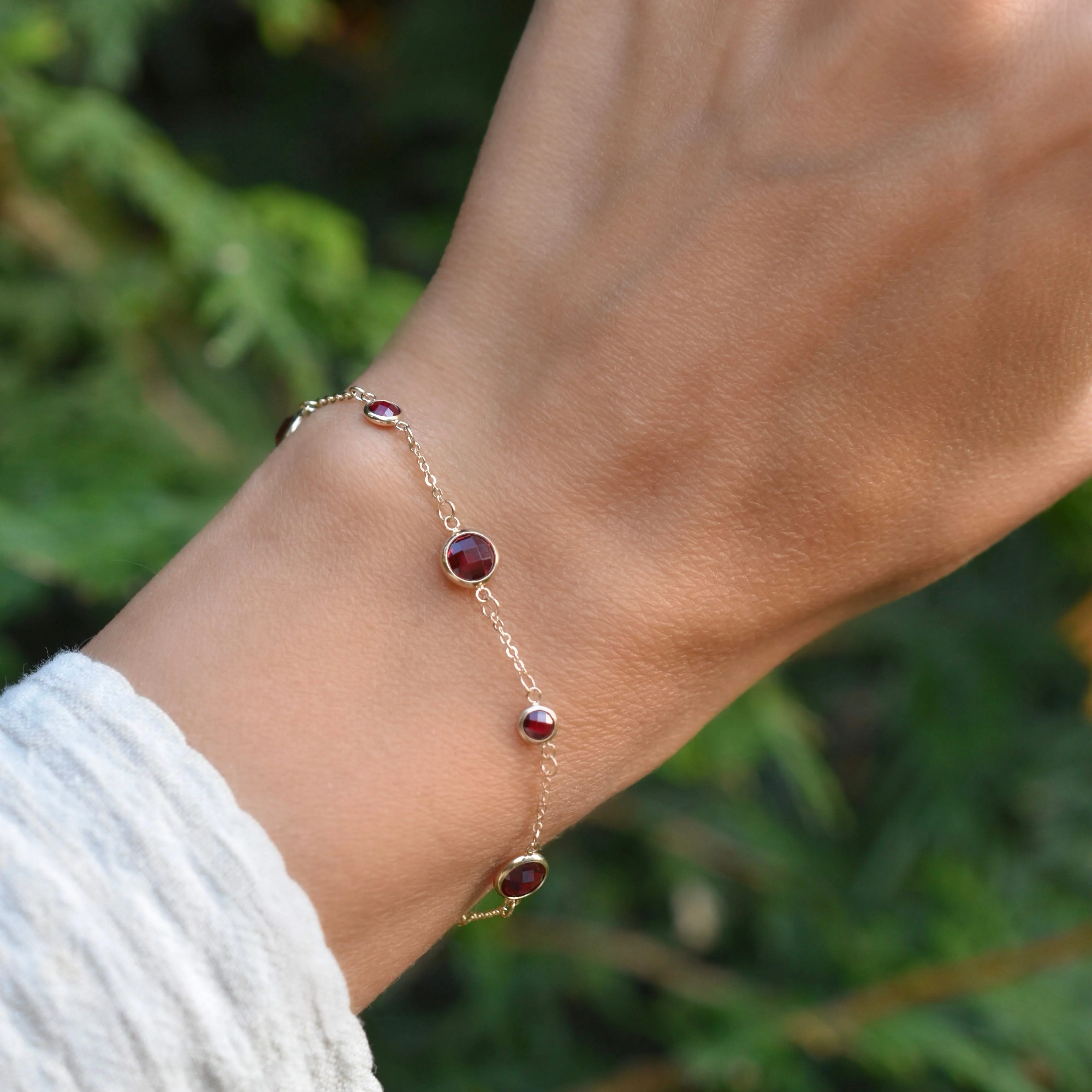 Bayberry Grand & Petite 7 Ruby Bracelet in 14k Gold (July) - Image 2