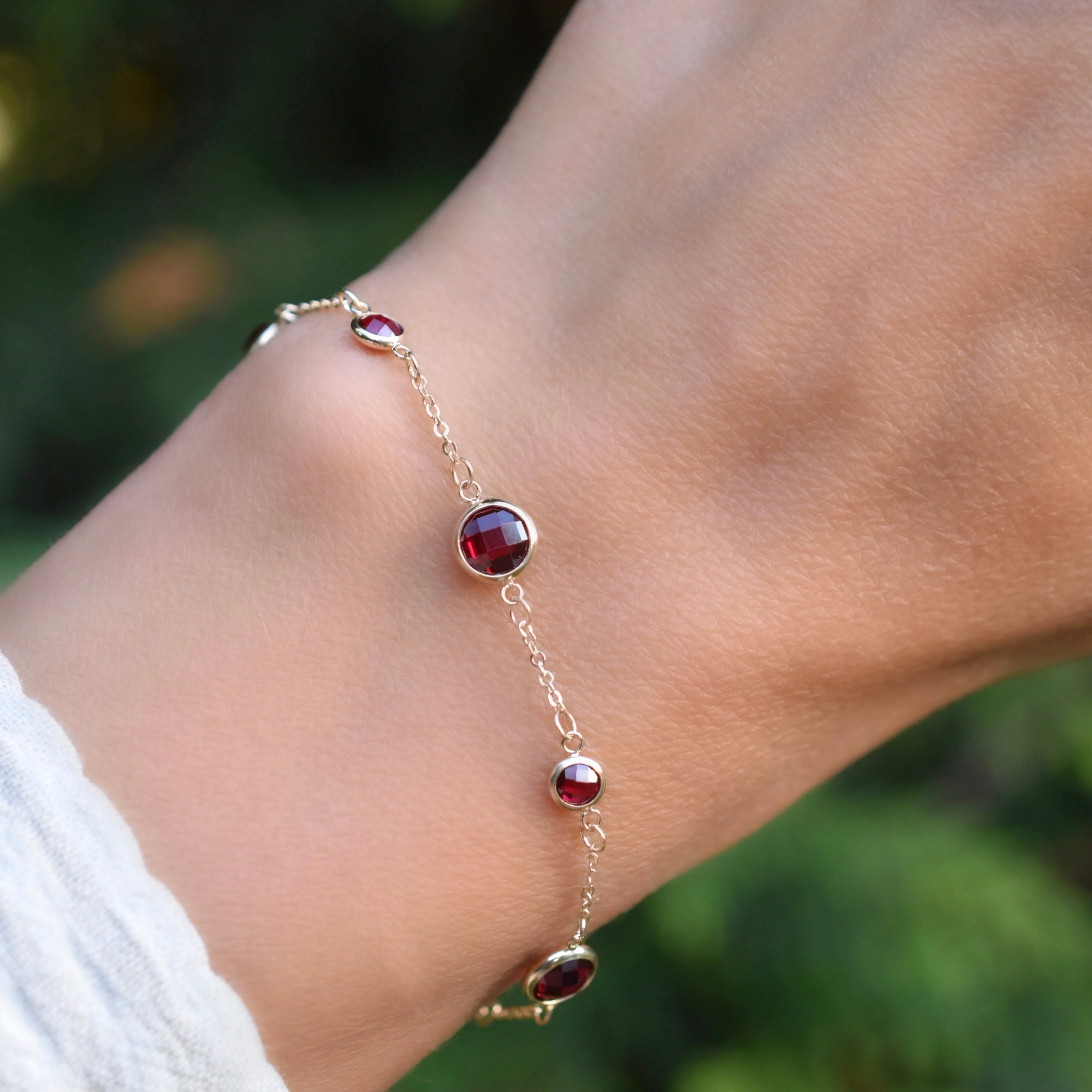 Bayberry Grand & Petite 7 Ruby Bracelet in 14k Gold (July) - Image 3