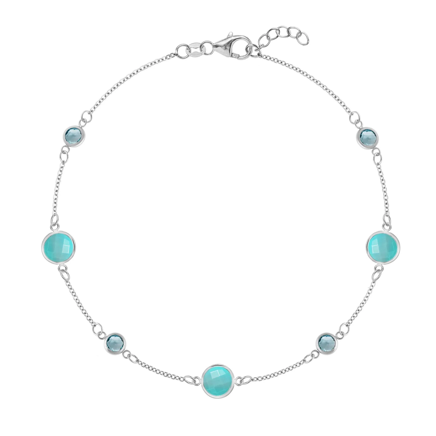 Bayberry Grand & Petite 7 Turquoise & Nantucket Blue Topaz Bracelet in 14k Gold (December) - Image 5