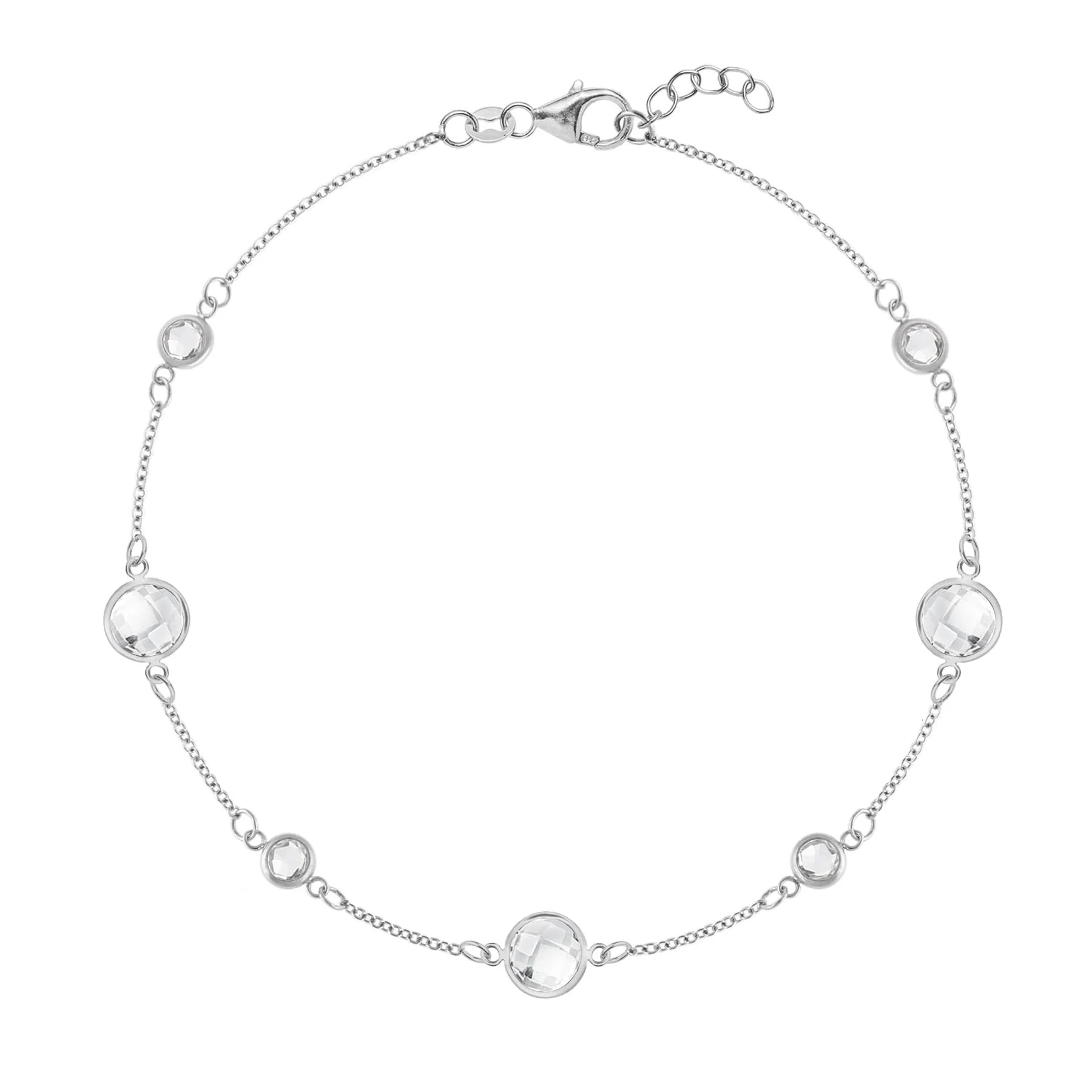 Bayberry Grand & Petite 7 White Topaz Bracelet in 14k Gold (April) - Image 5