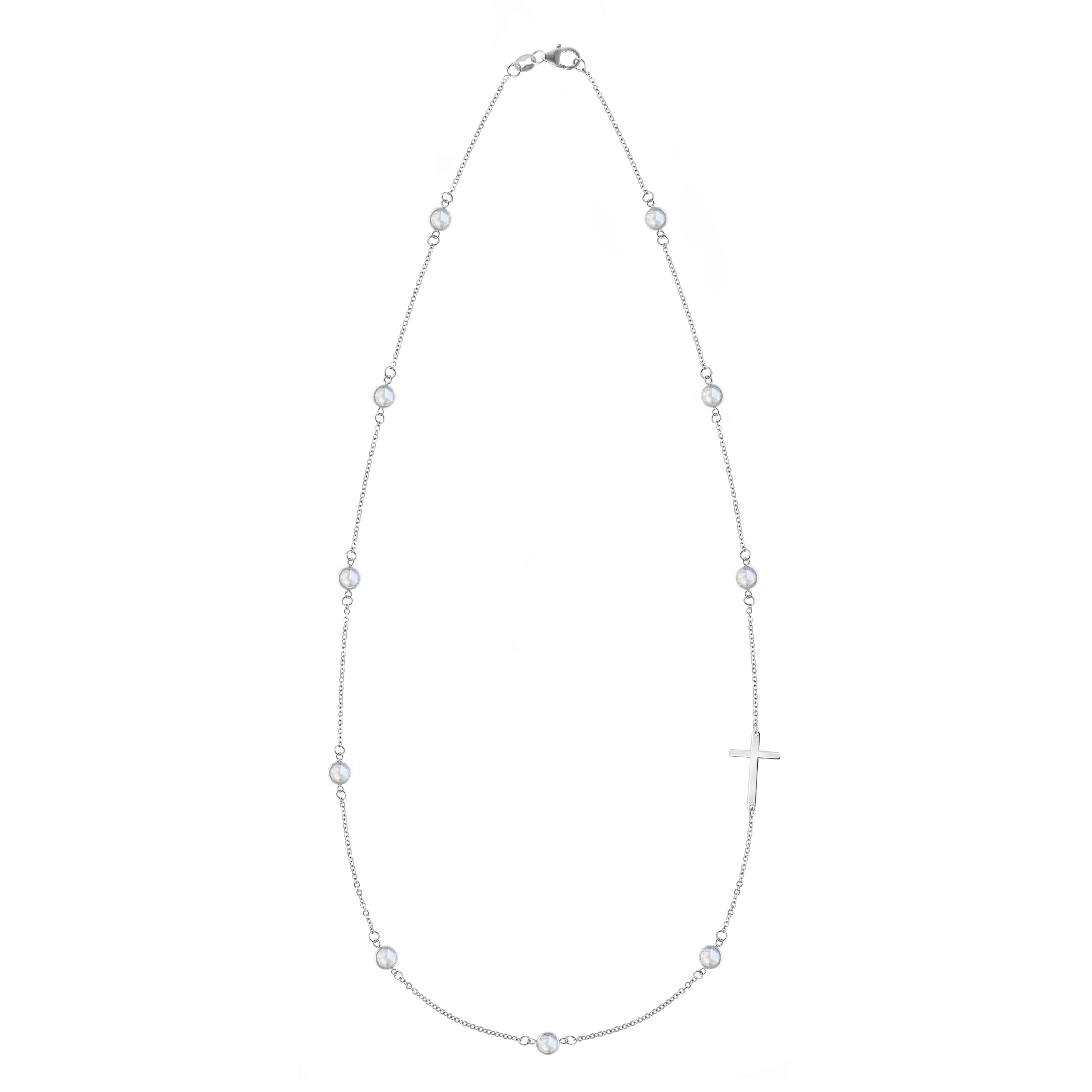 Bayberry Moonstone Birthstone Cross Necklace in 14k Gold (June) - Image 5