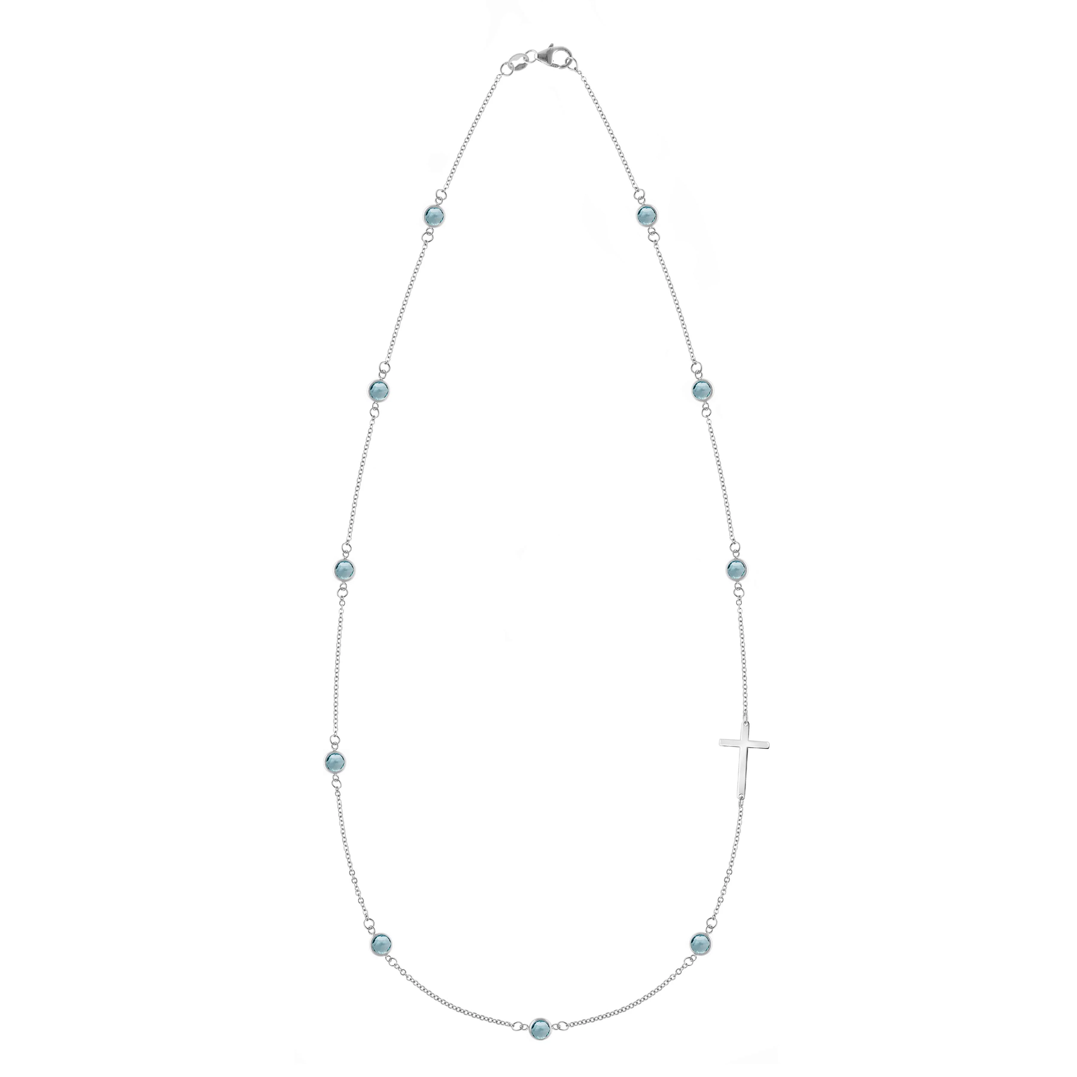 Bayberry Nantucket Blue Topaz Birthstone Cross Necklace in 14k Gold (December) - Image 5