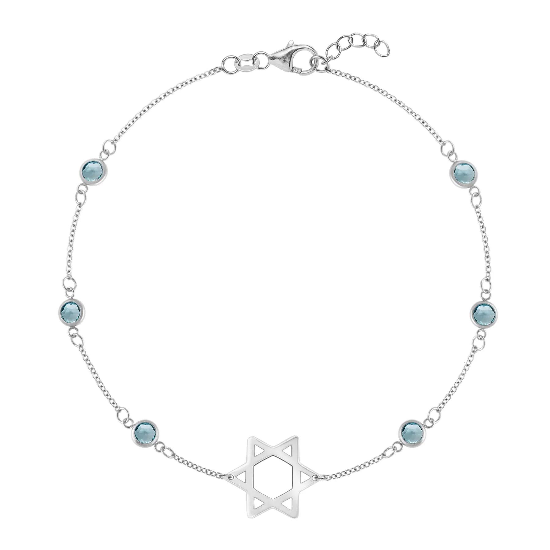 Bayberry Nantucket Blue Topaz Star of David Bracelet in 14k Gold (December) - Image 5
