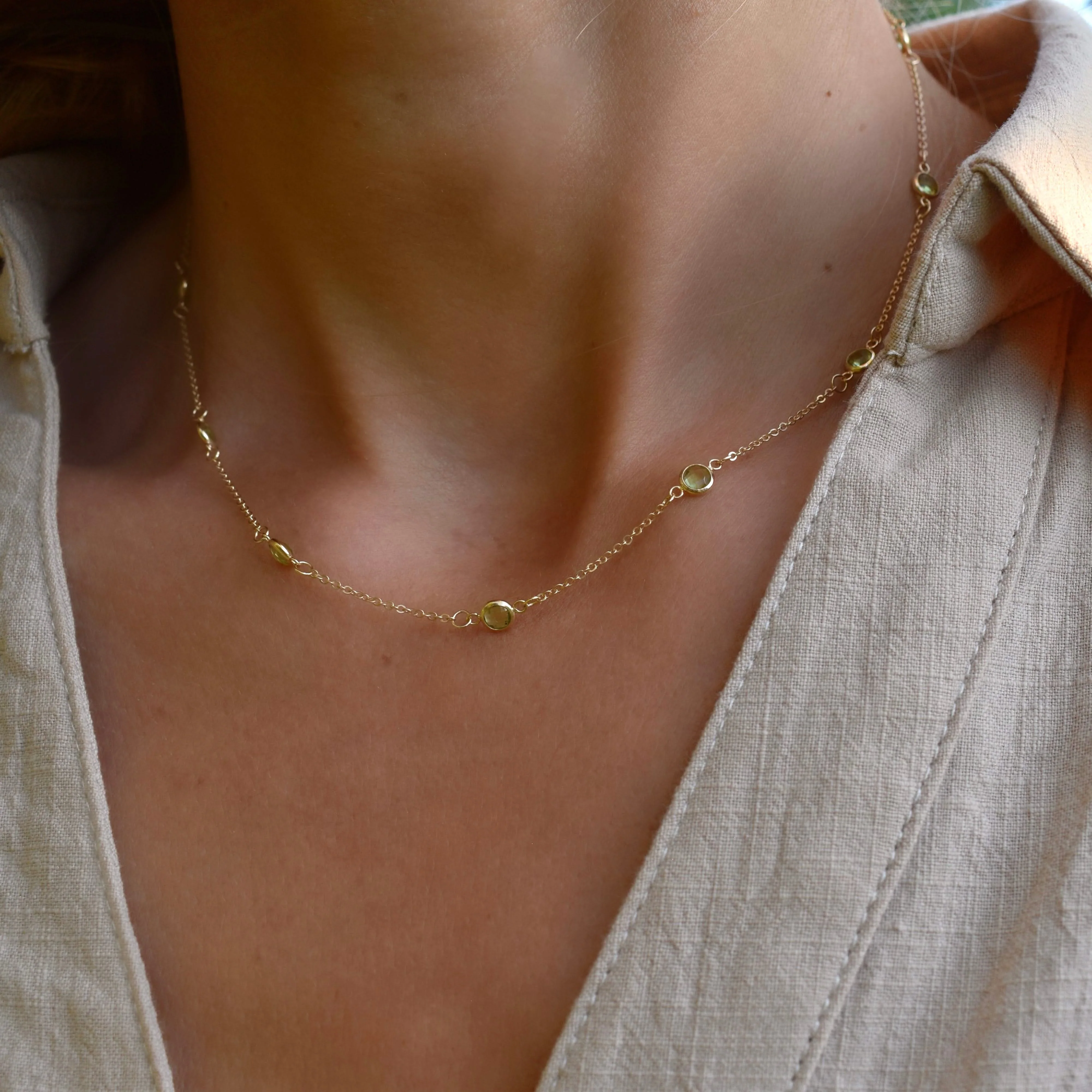 Bayberry 11 Peridot Necklace in 14k Gold (August) - Image 7