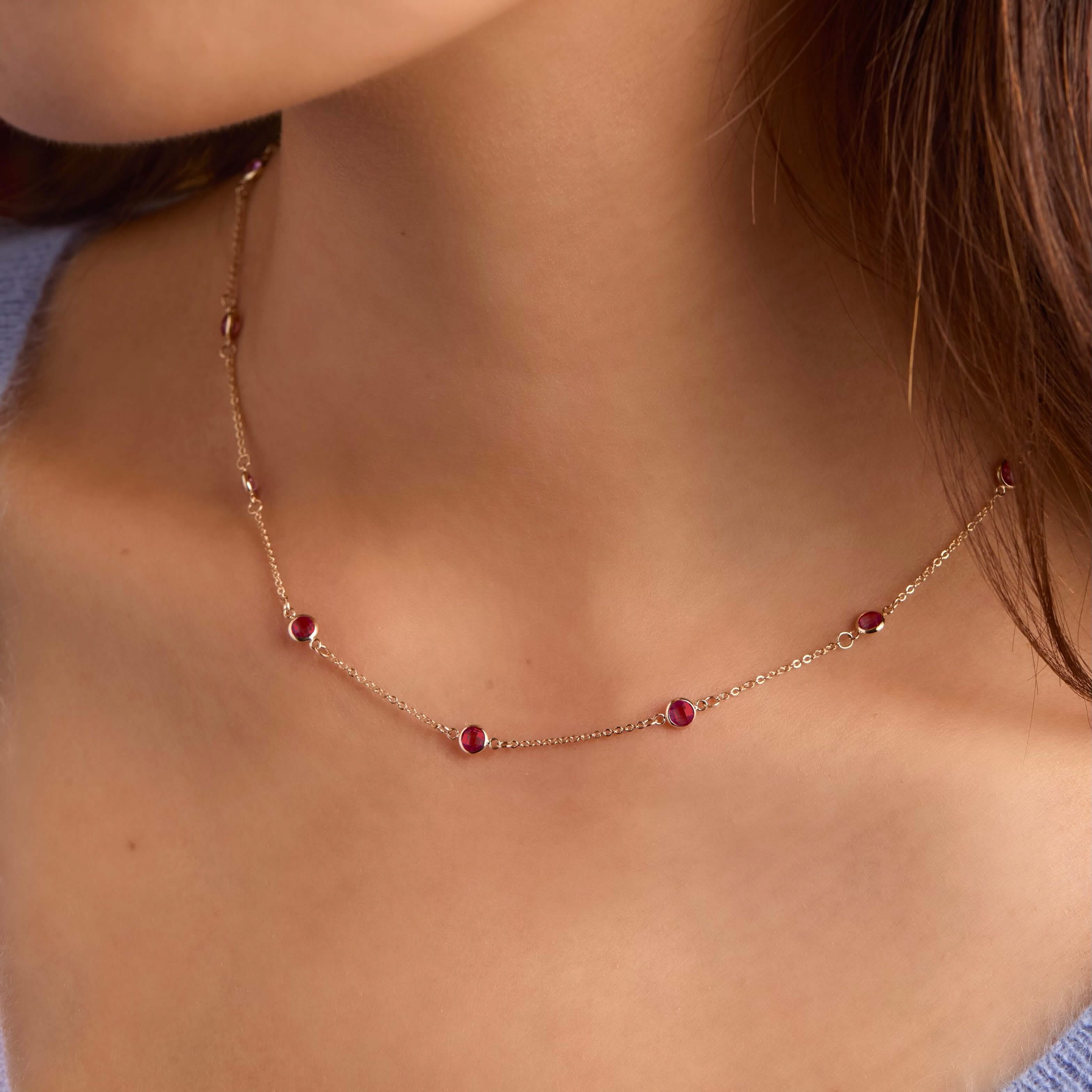 Bayberry 11 Ruby Necklace in 14k Gold (July) - Image 3