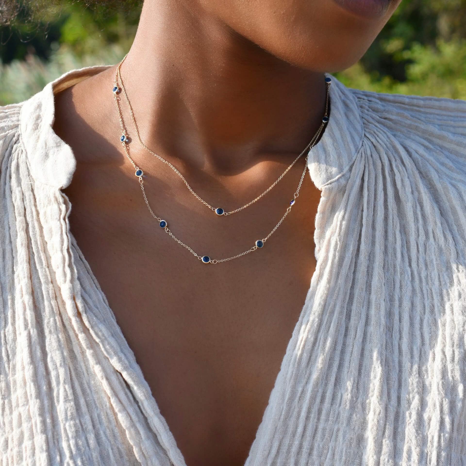 Bayberry 11 Sapphire Necklace in 14k Gold (September) - Image 8