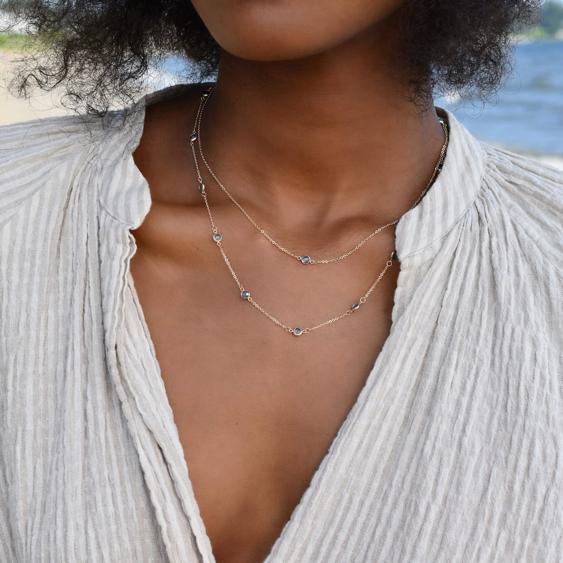 Bayberry 11 Nantucket Blue Topaz Necklace in 14k Gold (December) - Image 9