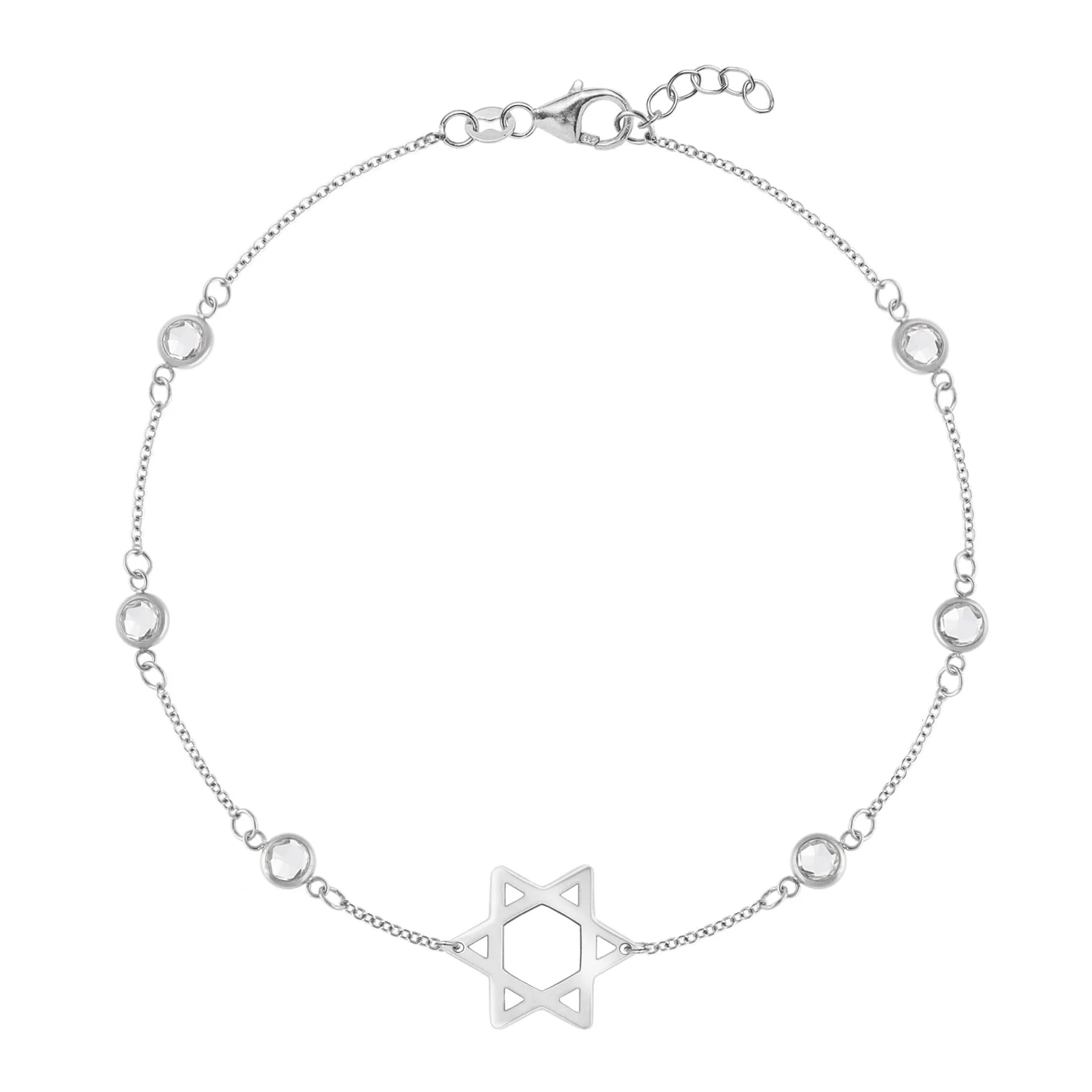 Bayberry White Topaz Star of David Bracelet in 14k Gold (April) - Image 5