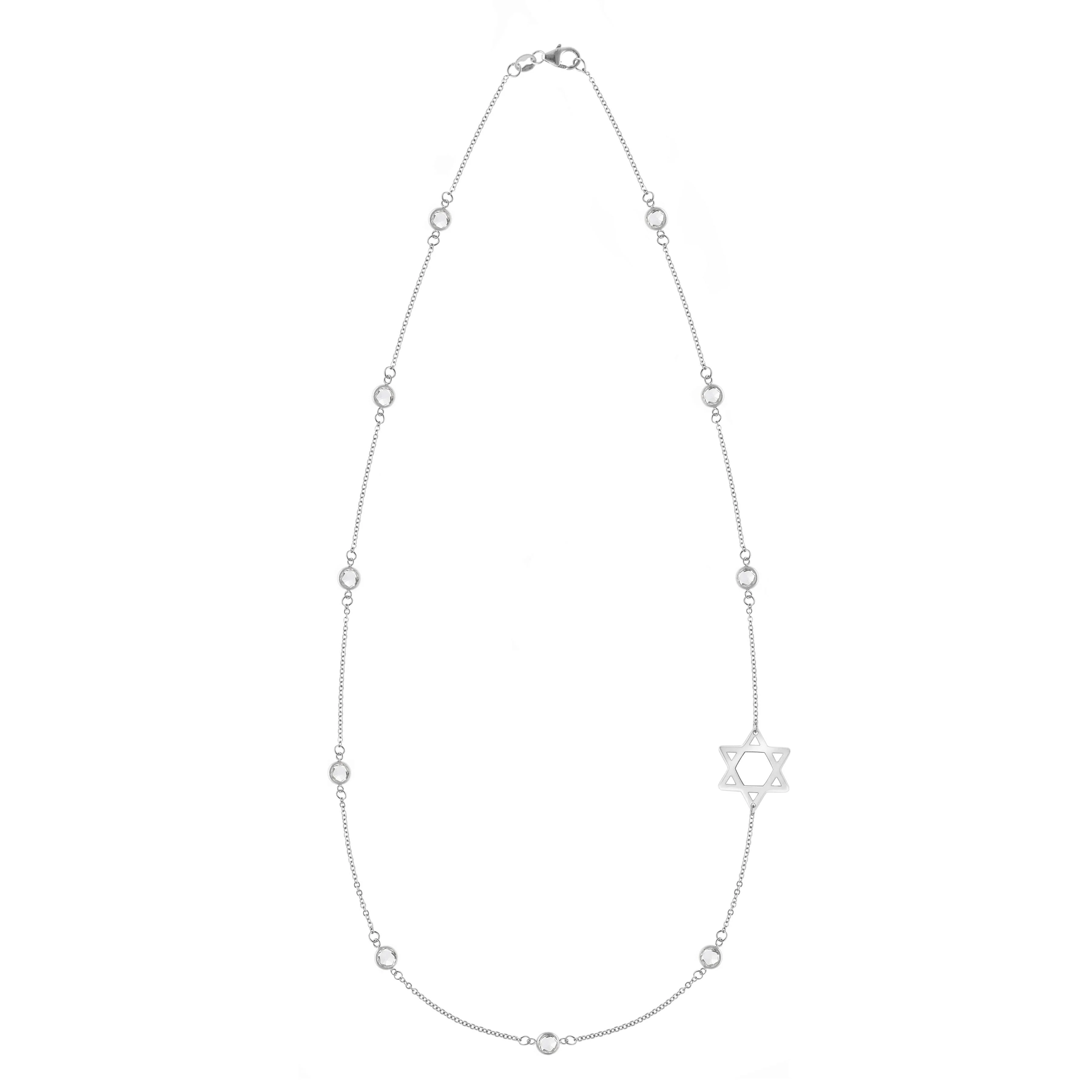 Bayberry White Topaz Star of David Necklace in 14k Gold (April) - Image 5