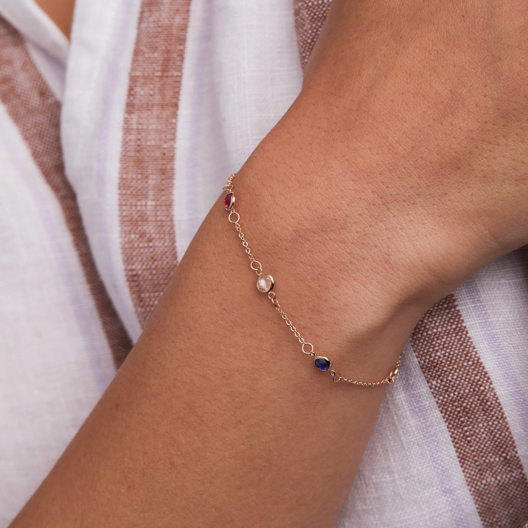 Petite 5 Birthstone Bracelet in 14k Gold - Image 13