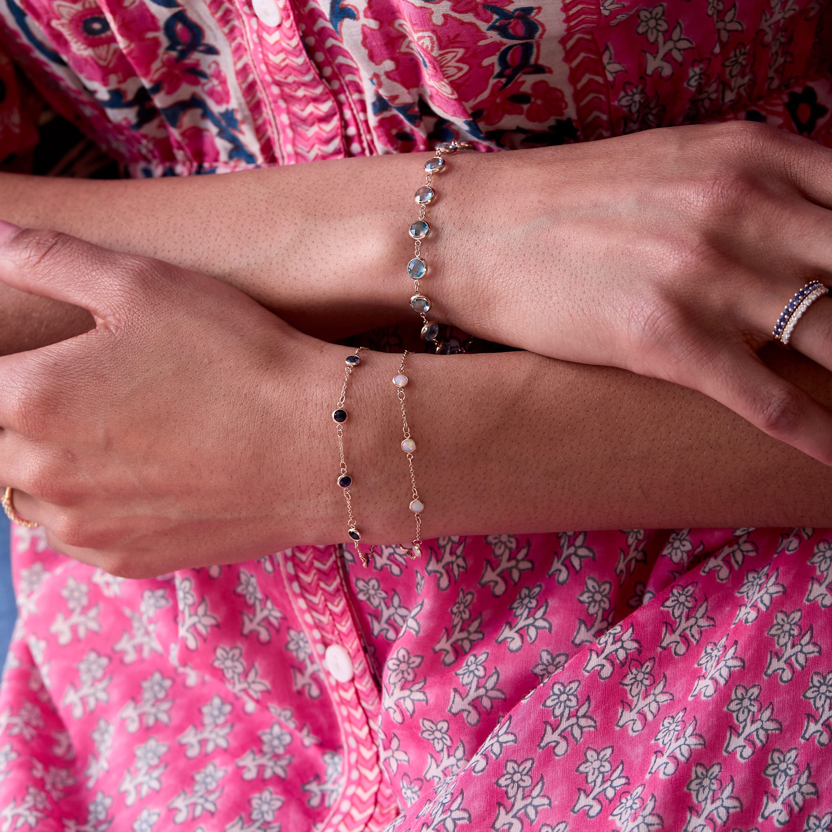 Petite 7 Birthstone Bracelet in 14k Gold - Image 11
