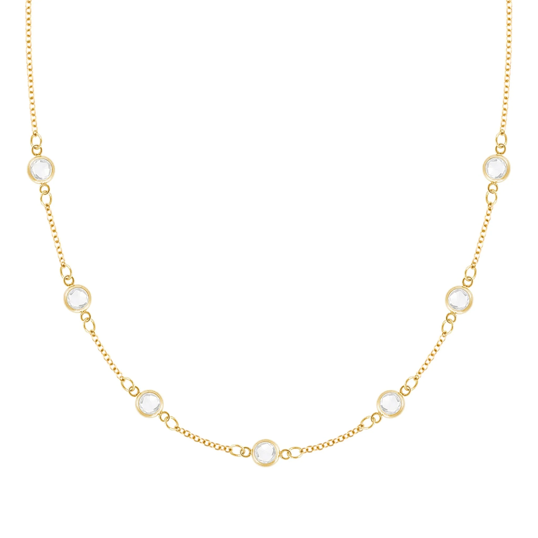 Petite 7 Birthstone Necklace in 14k Gold