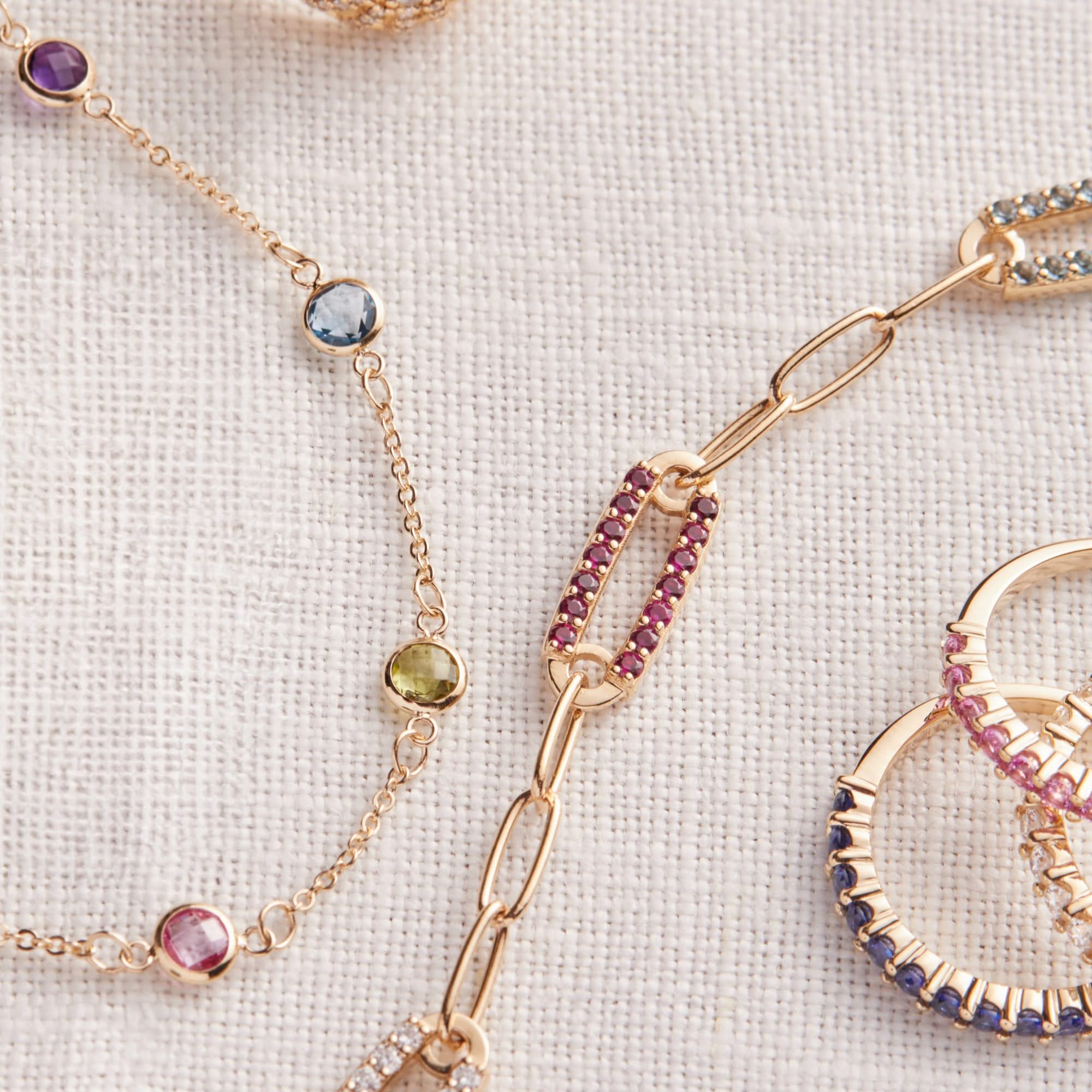 Petite 4 Birthstone Necklace in 14k Gold - Image 8