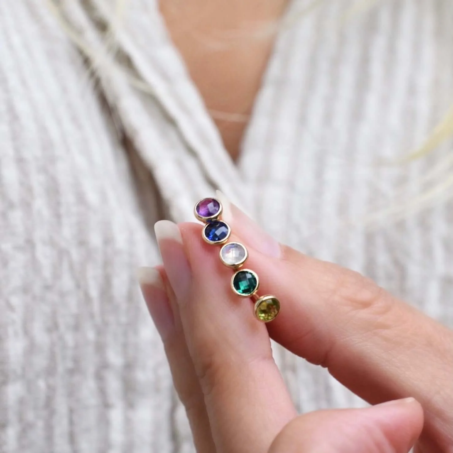 Petite Birthstone Stud Earrings in 14k Gold - Image 6