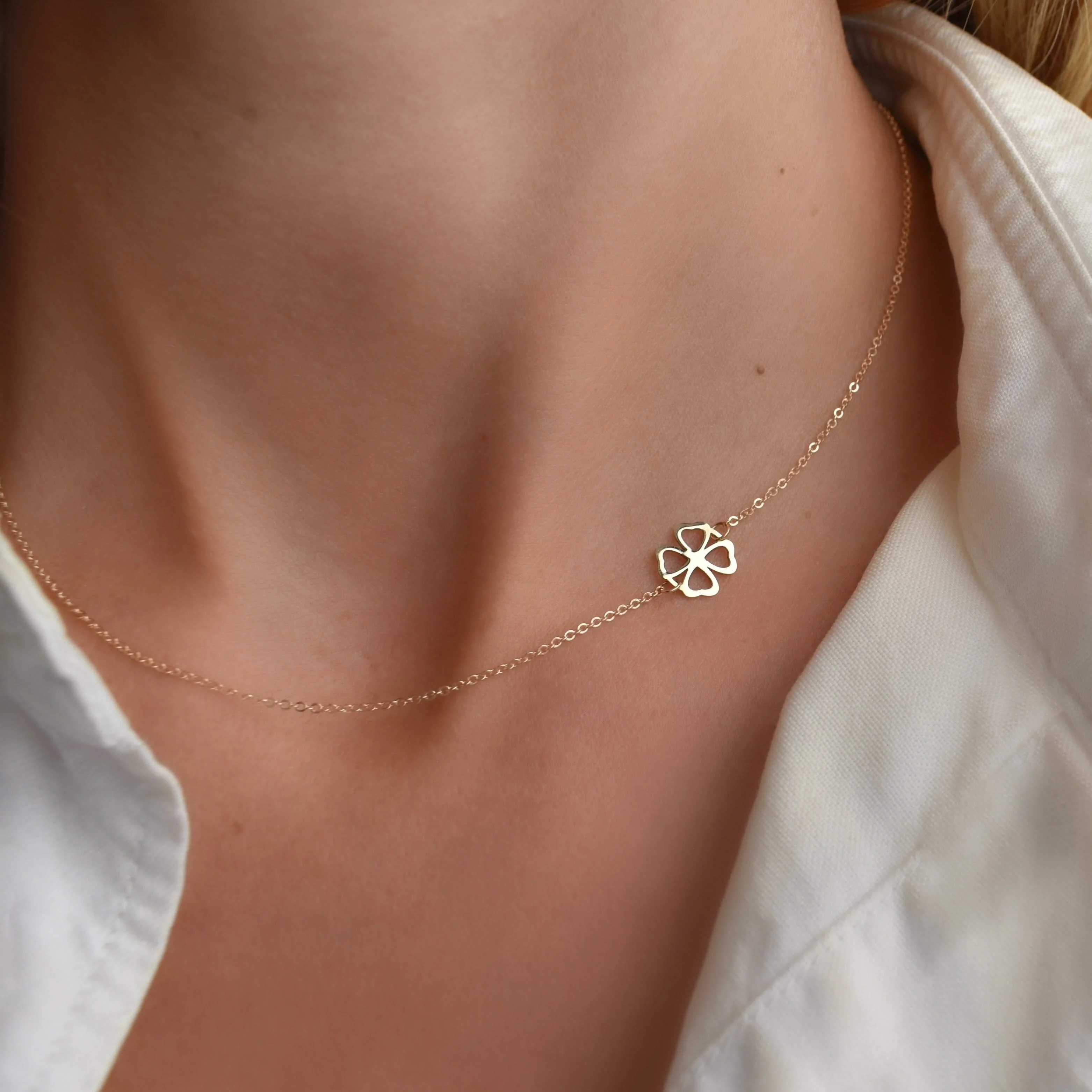 Clover Necklace in 14k Gold - Image 6