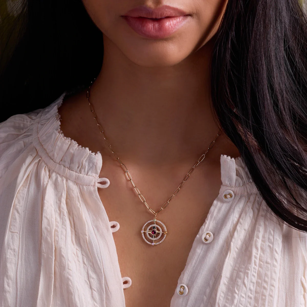 Compass Birthstone Pendant in 14k Gold - Image 2