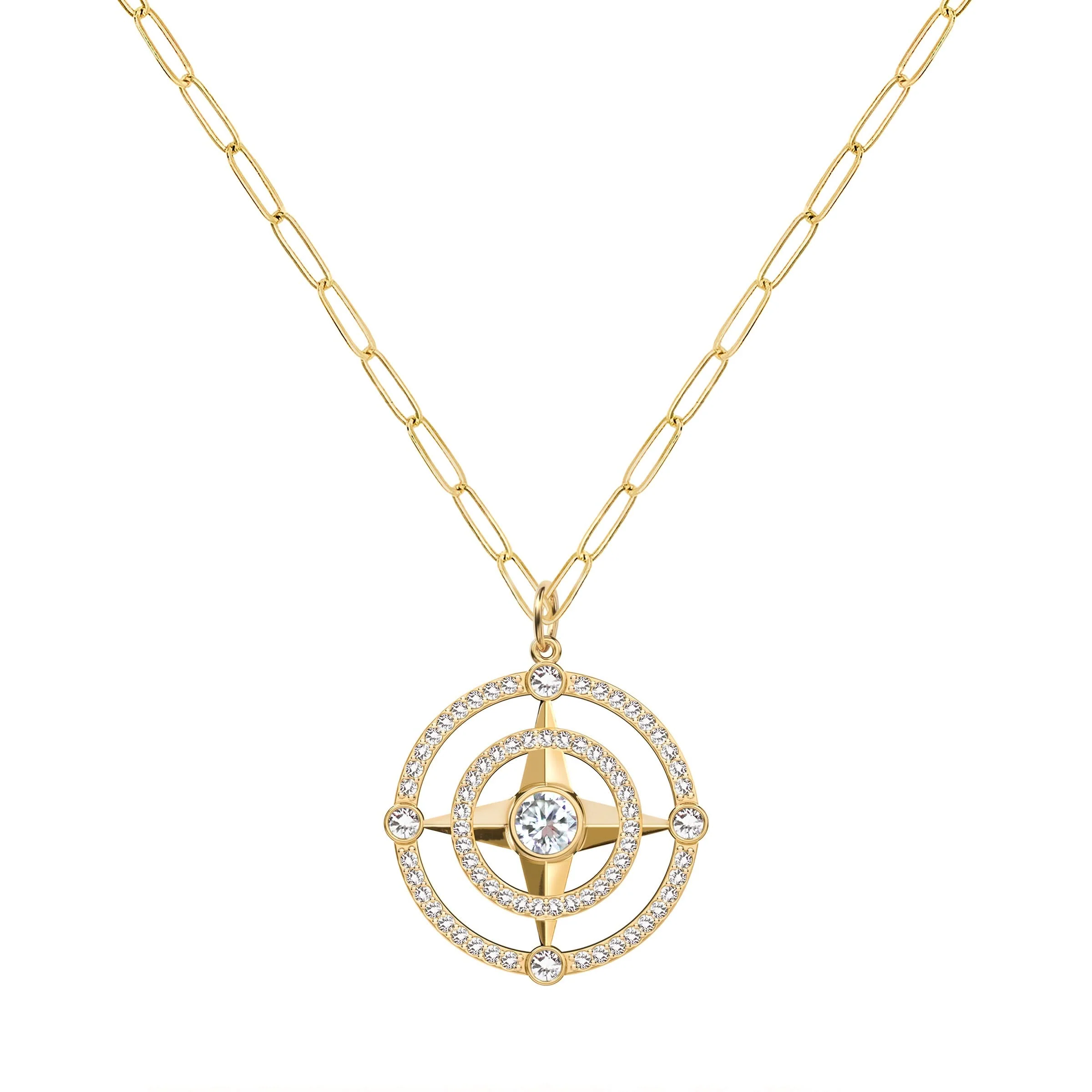 Compass Diamond Pendant in 14k Gold (April) - Image 5