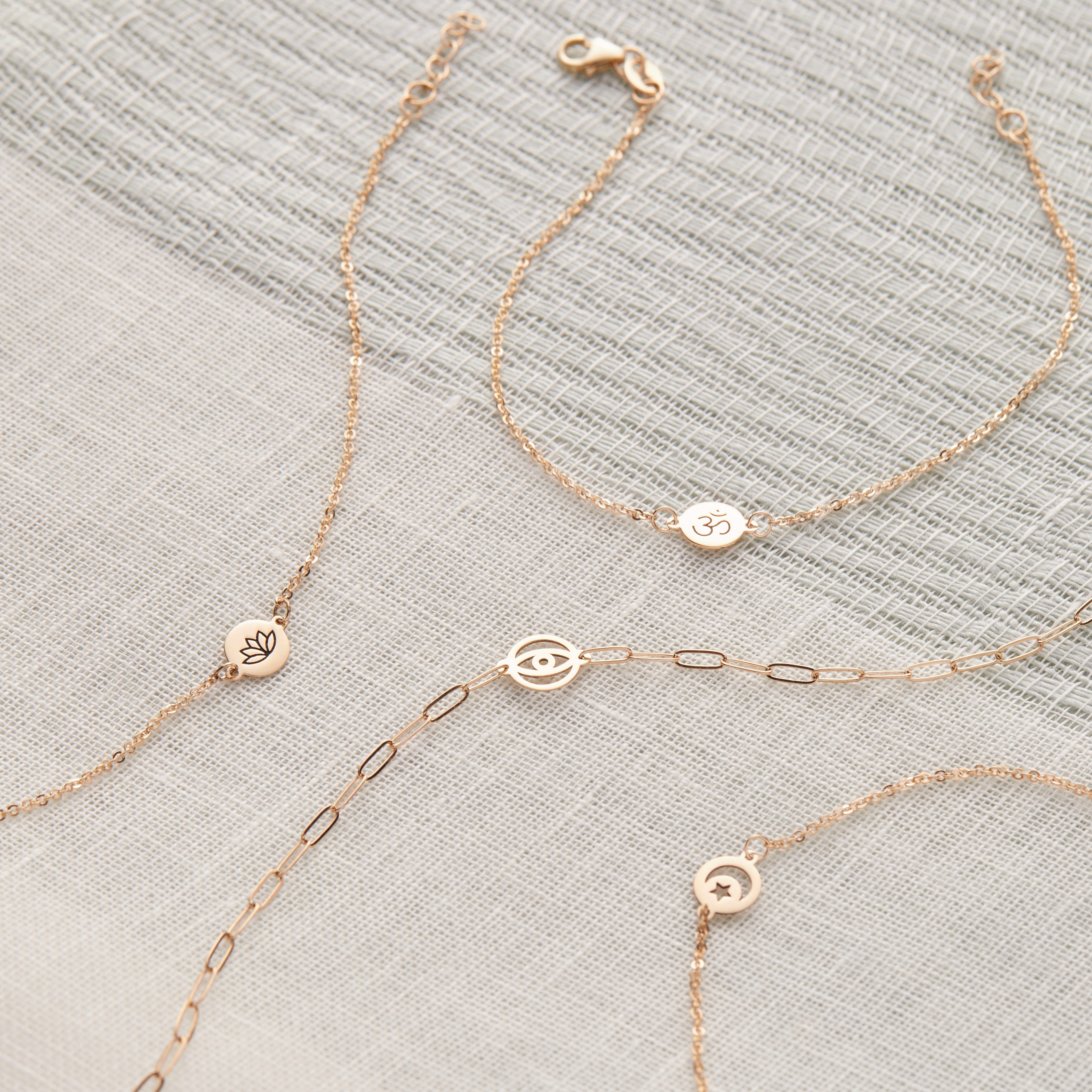 Crescent & Star Disc Bracelet in 14k Gold - Image 6