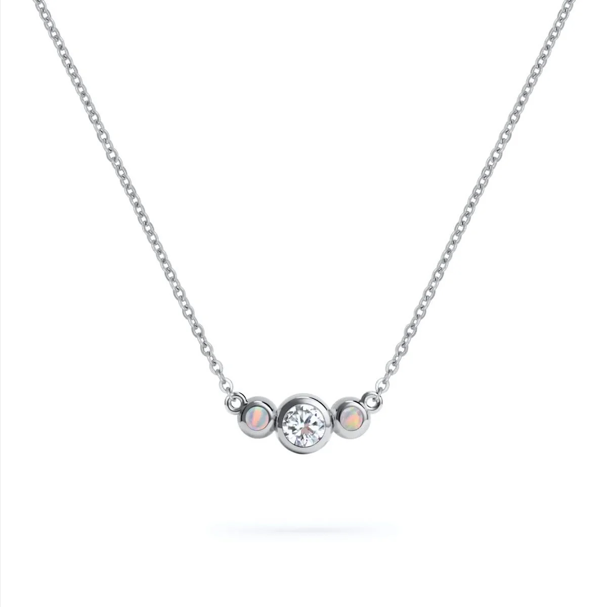 Barrington Diamond Necklace with Opal Side Stones (October) - Image 7