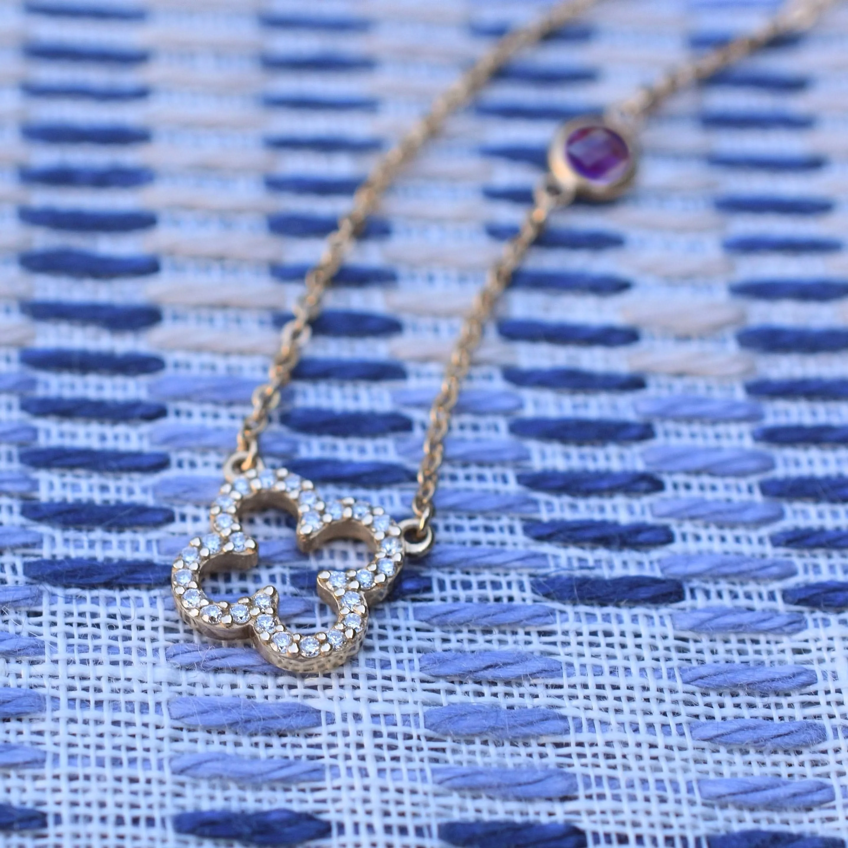 Diamond Clover & Amethyst Necklace in 14k Gold (February) - Image 6