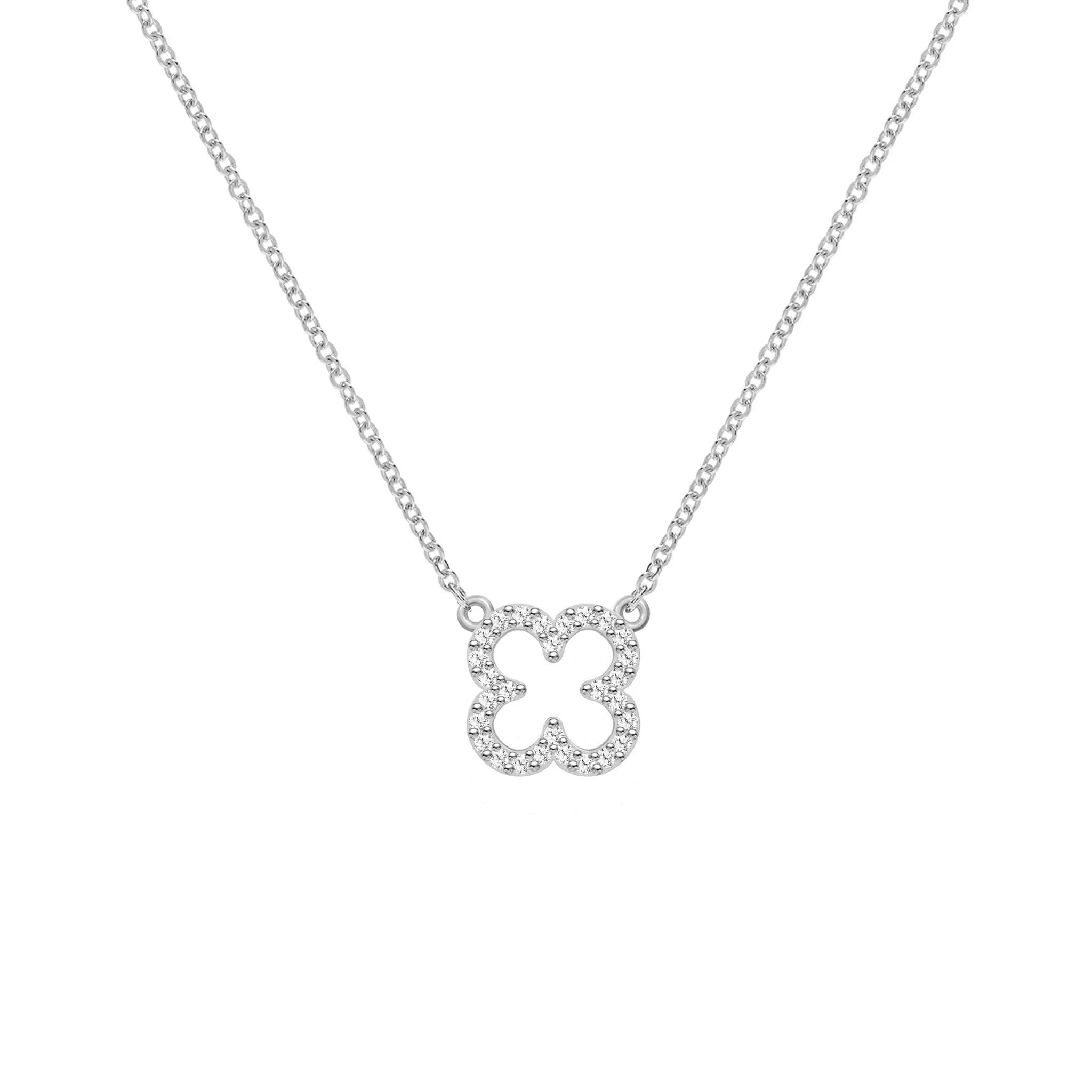 Diamond Clover Necklace in 14k Gold - Image 7