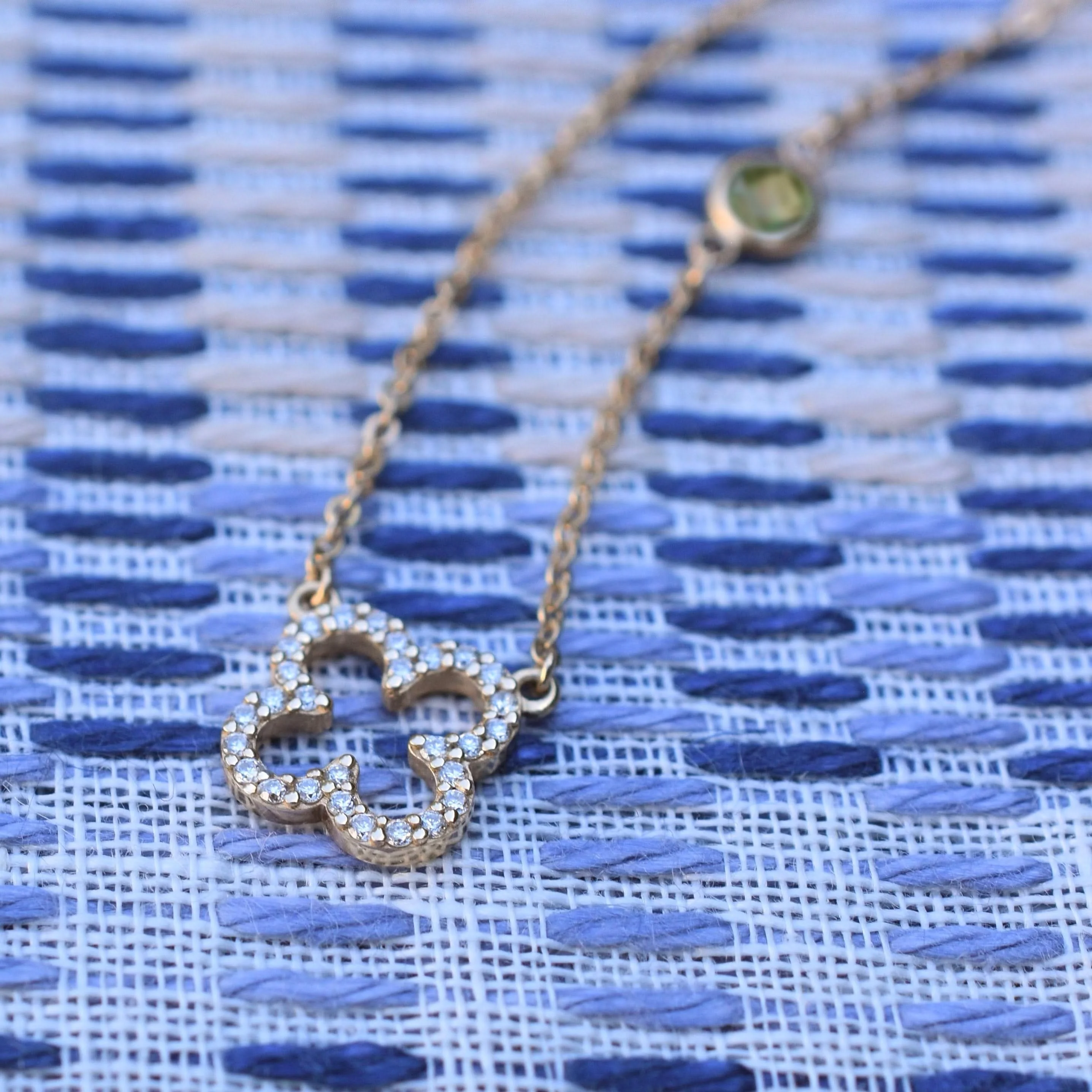 Diamond Clover & Peridot Necklace in 14k Gold (August) - Image 6