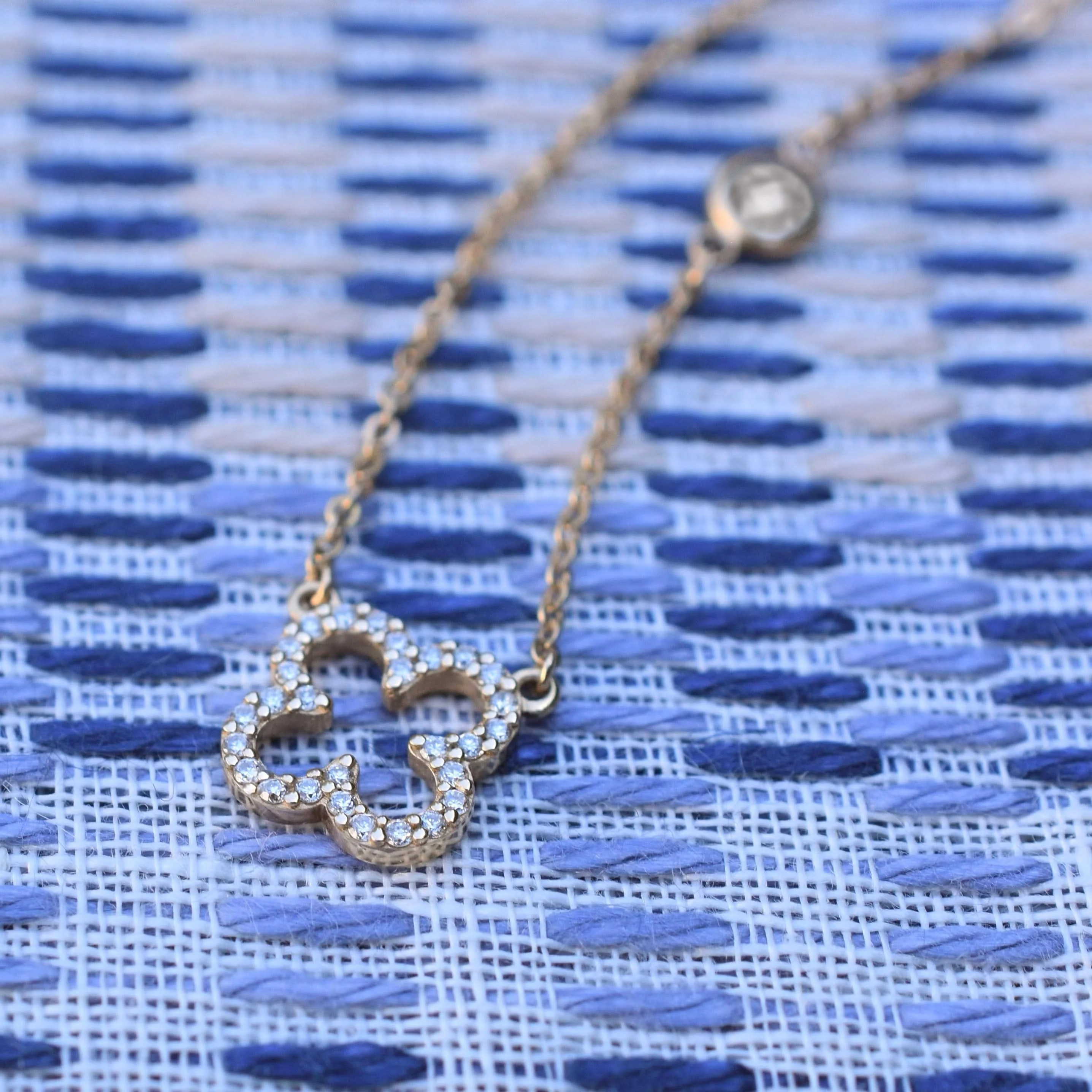 Diamond Clover & White Topaz Necklace in 14k Gold (April) - Image 6