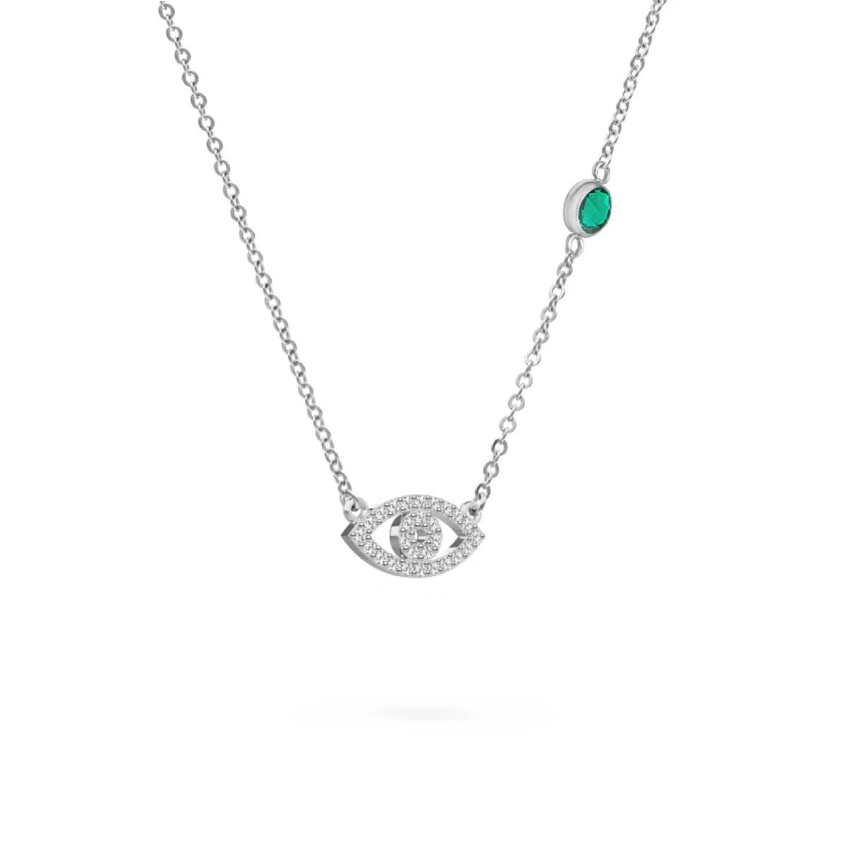Diamond Evil Eye & Emerald Necklace in 14k Gold (May) - Image 8