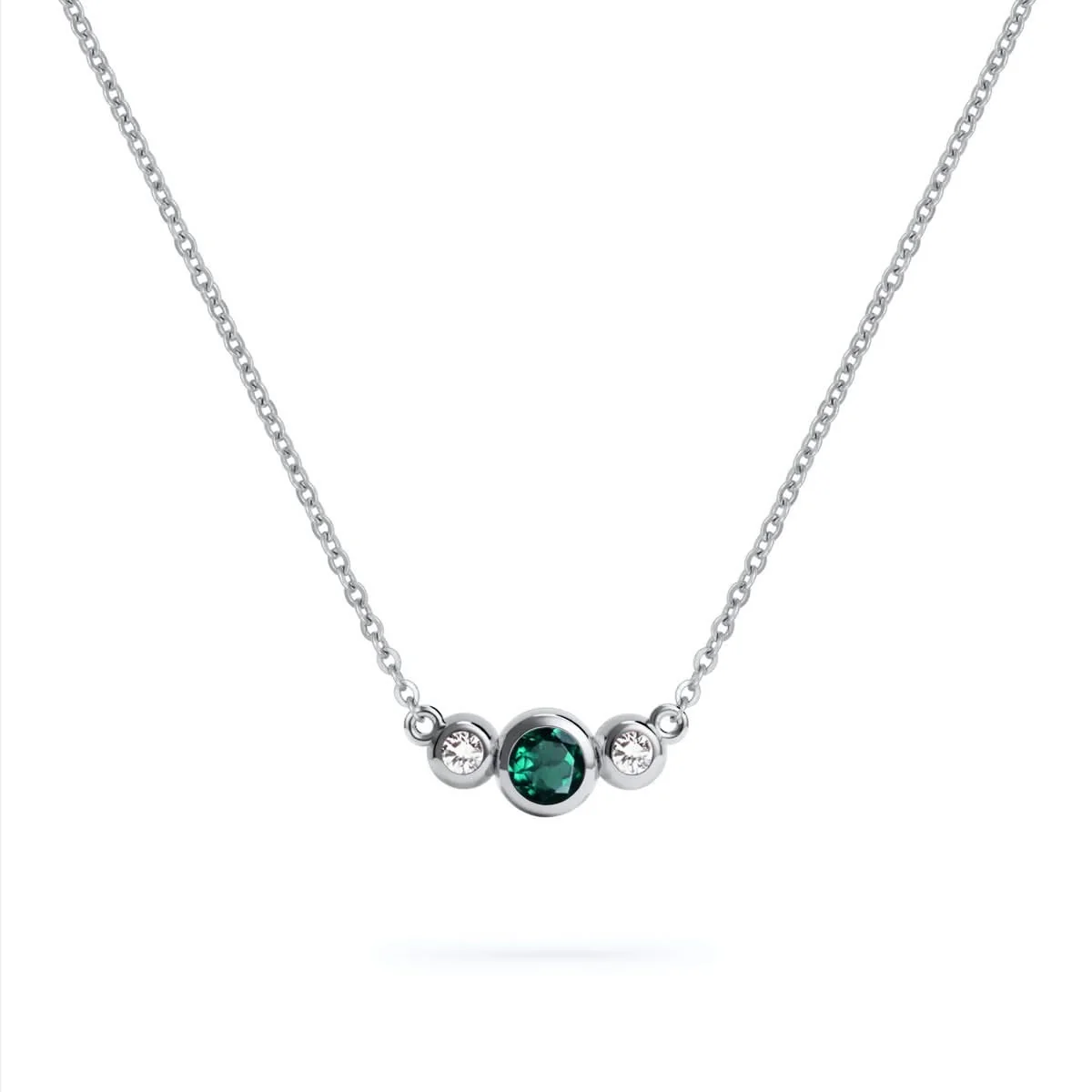 Barrington Emerald Necklace with Diamond Side Stones in 14k Gold (May) - Image 7
