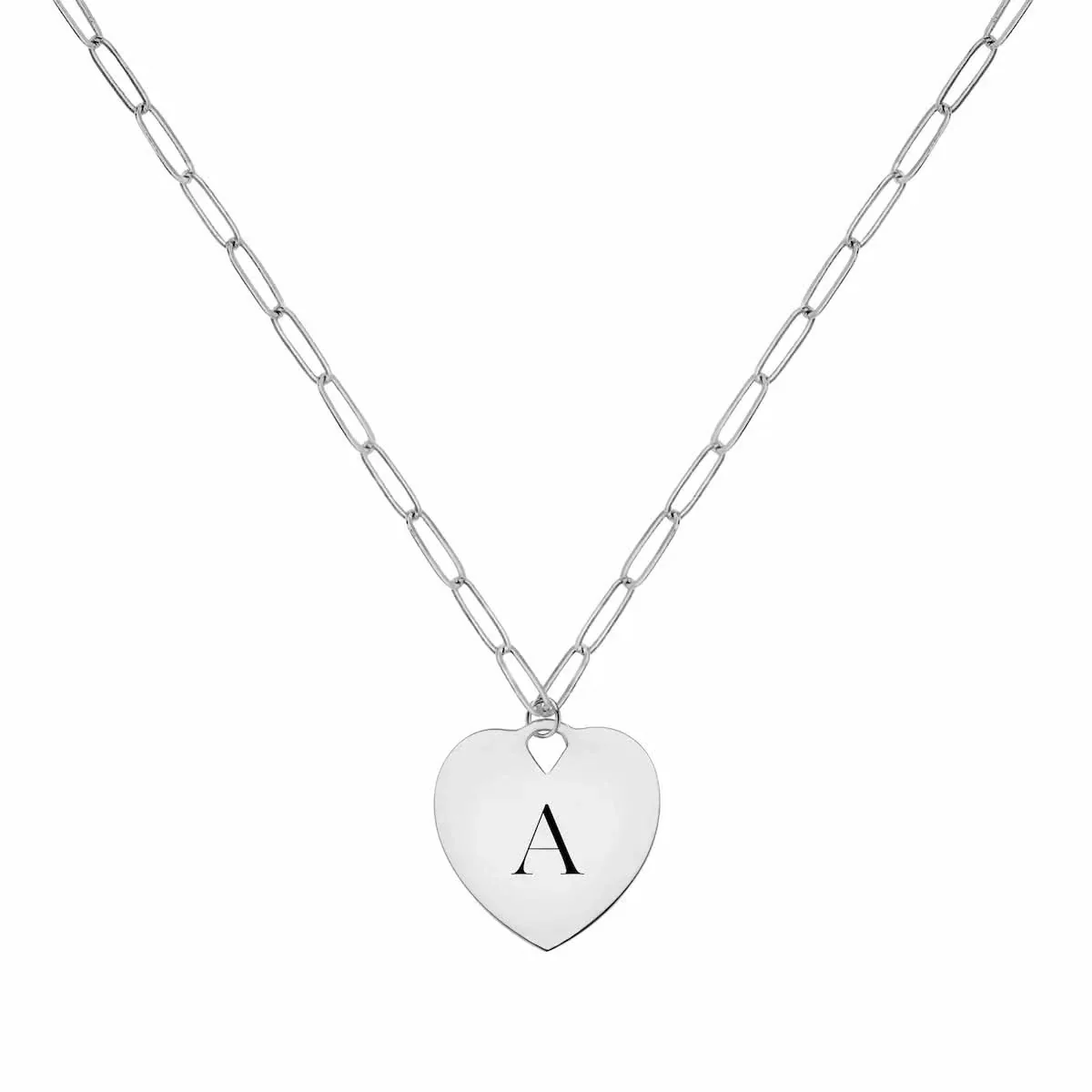 Small Engravable Flat Heart Pendant with Adelaide Mini Chain in 14k Gold - Image 7