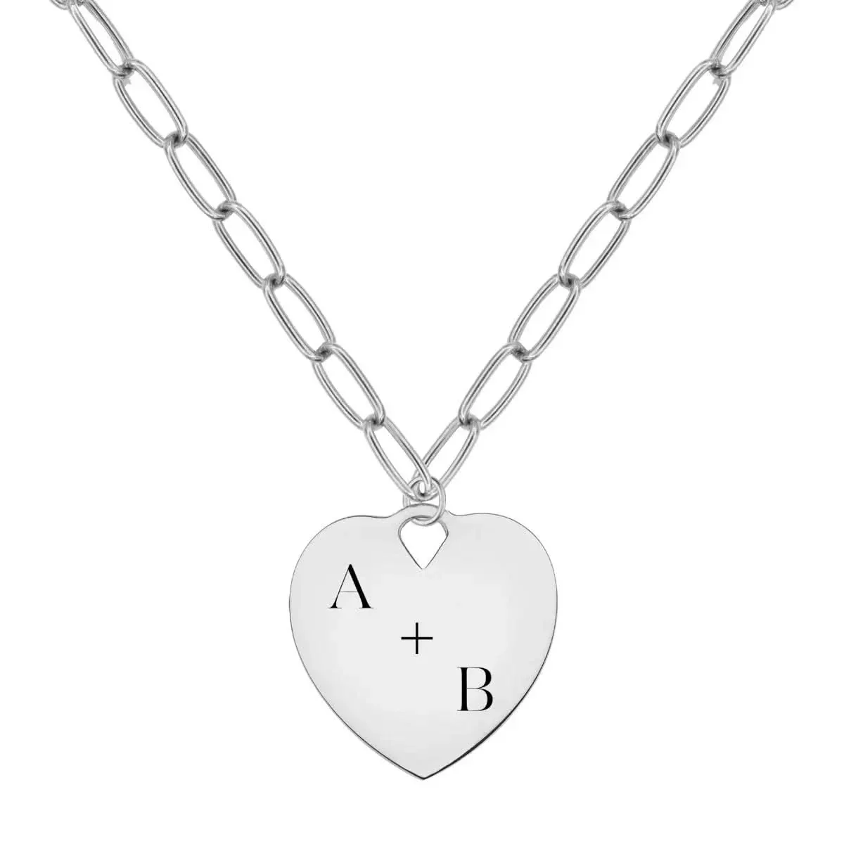 Engravable Large Flat Heart Pendant in 14k Gold - Image 4
