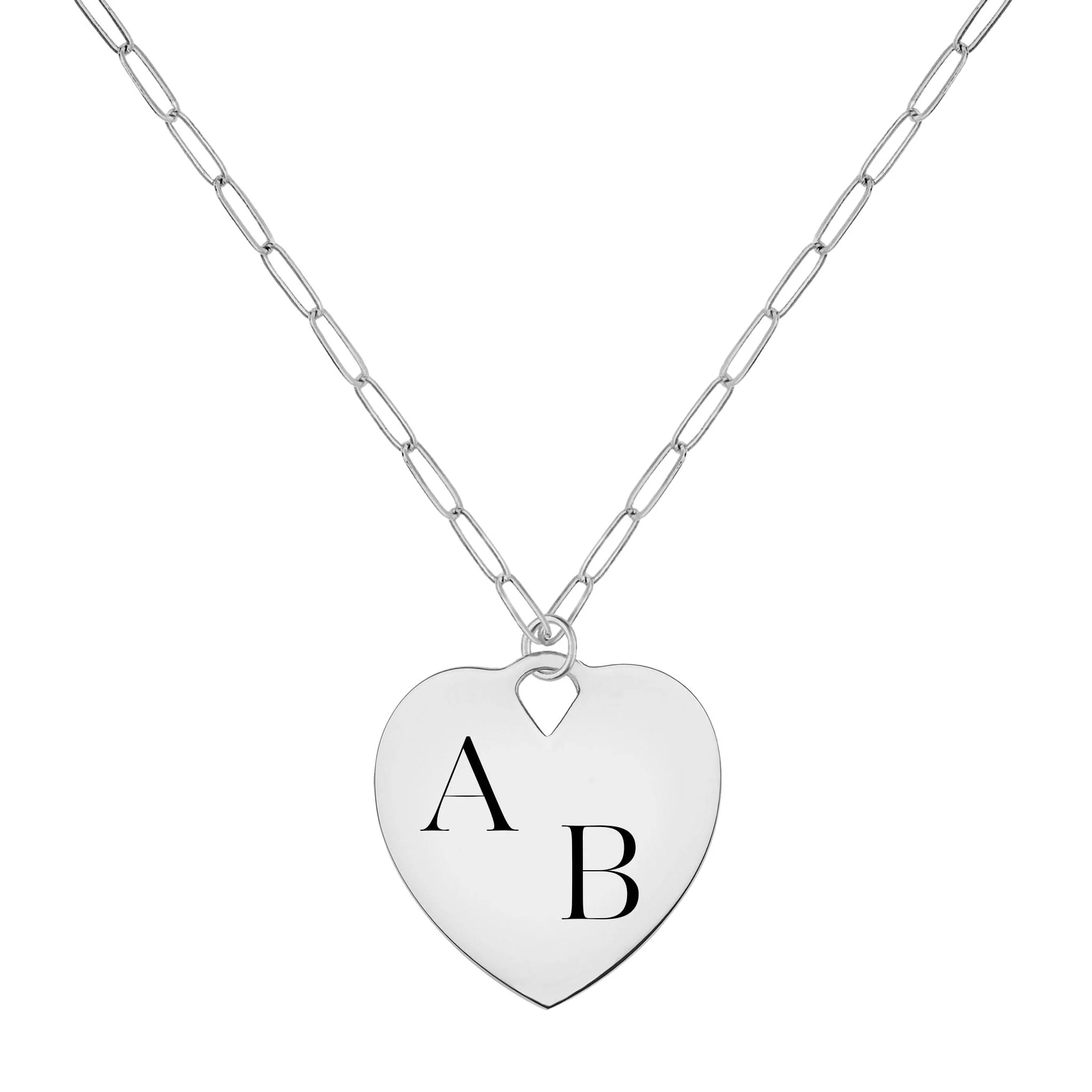 Engravable Large Flat Heart Pendant with Adelaide Mini Chain in 14k Gold - Image 9