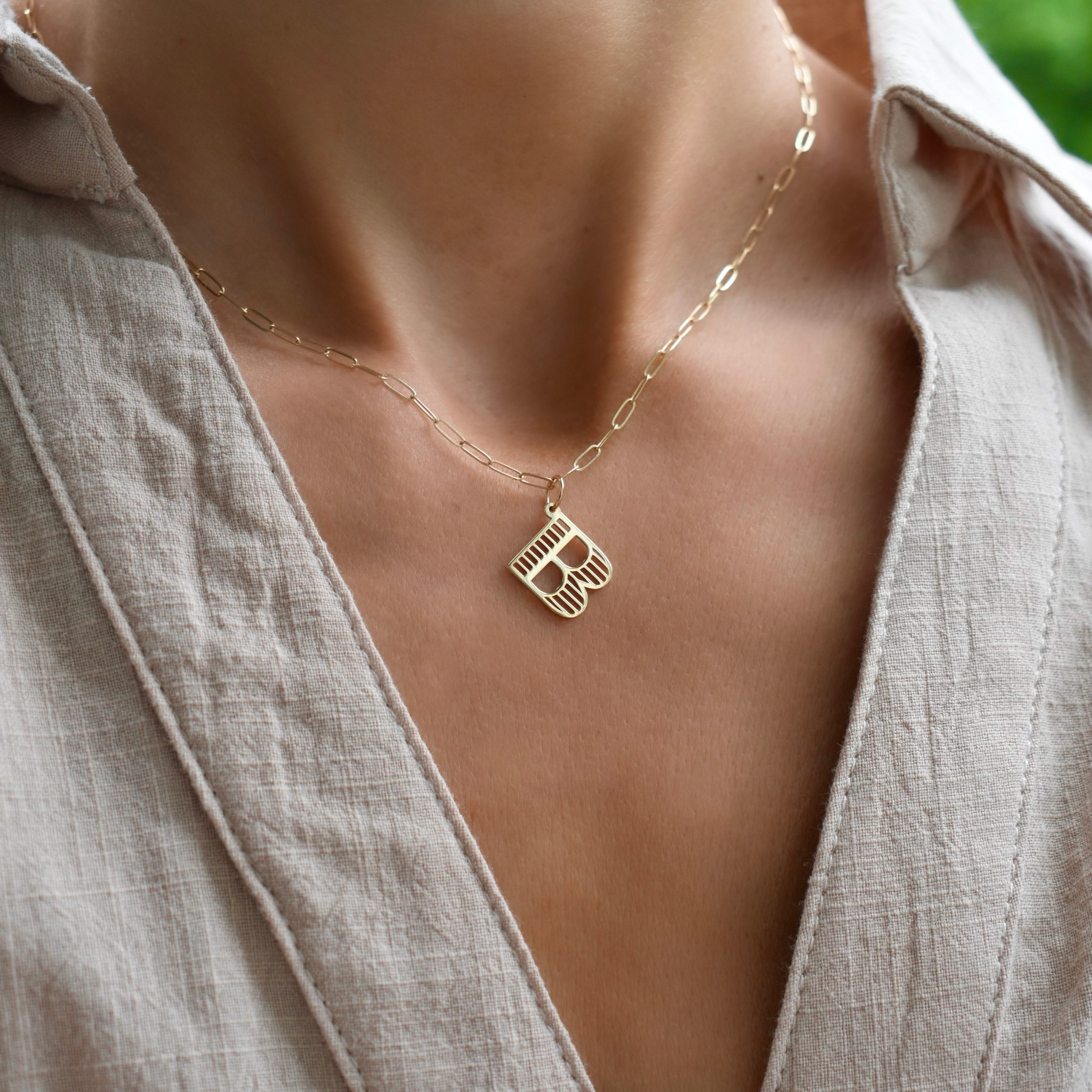 Essex Letter B Pendant in 14k Gold - Image 3