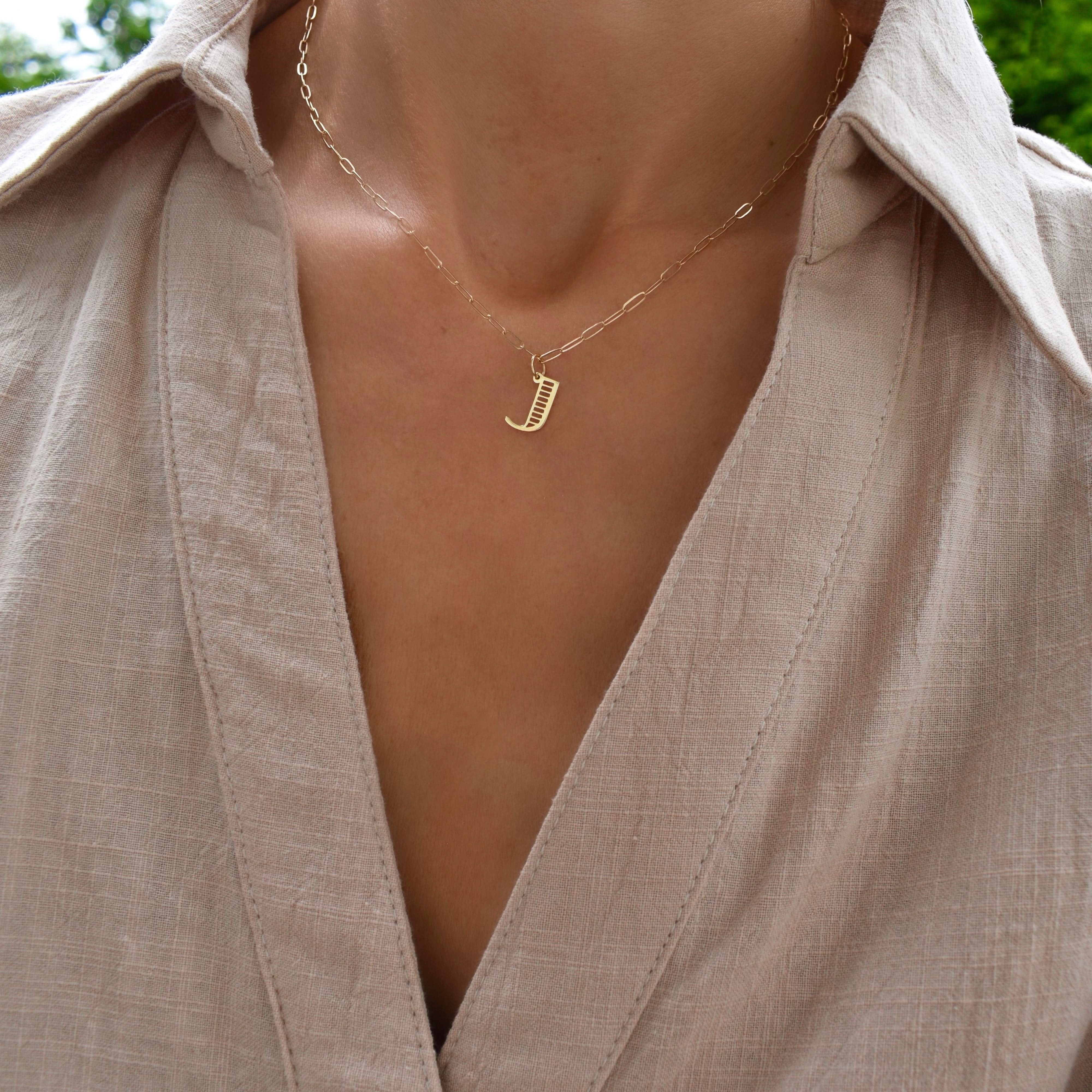 Essex Letter J Pendant in 14k Gold - Image 2