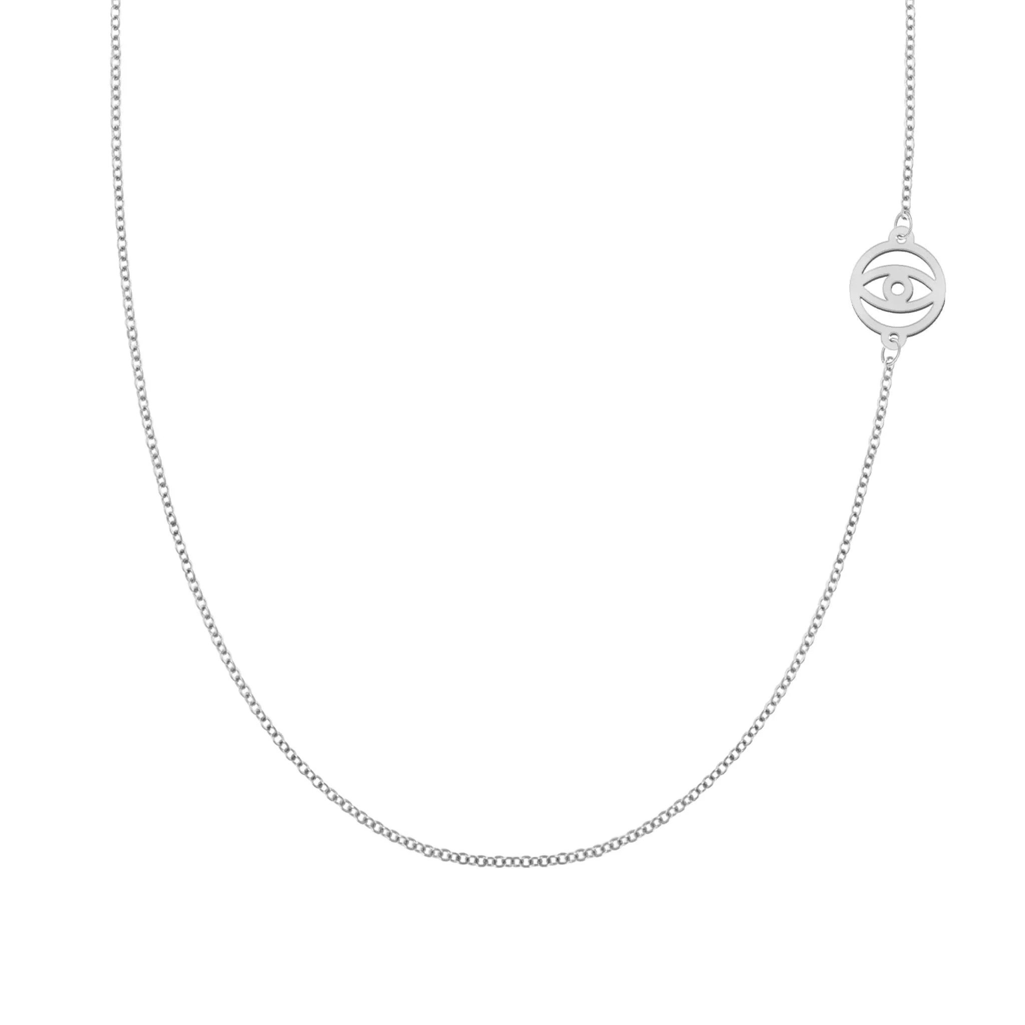 Evil Eye Classic Necklace (Asymmetrical) in 14k Gold - Image 5