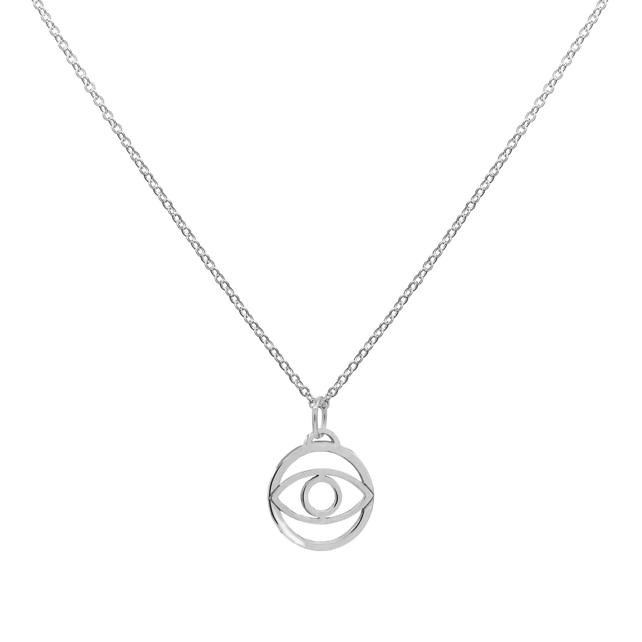Evil Eye Pendant with Classic Chain in 14k Gold - Image 5