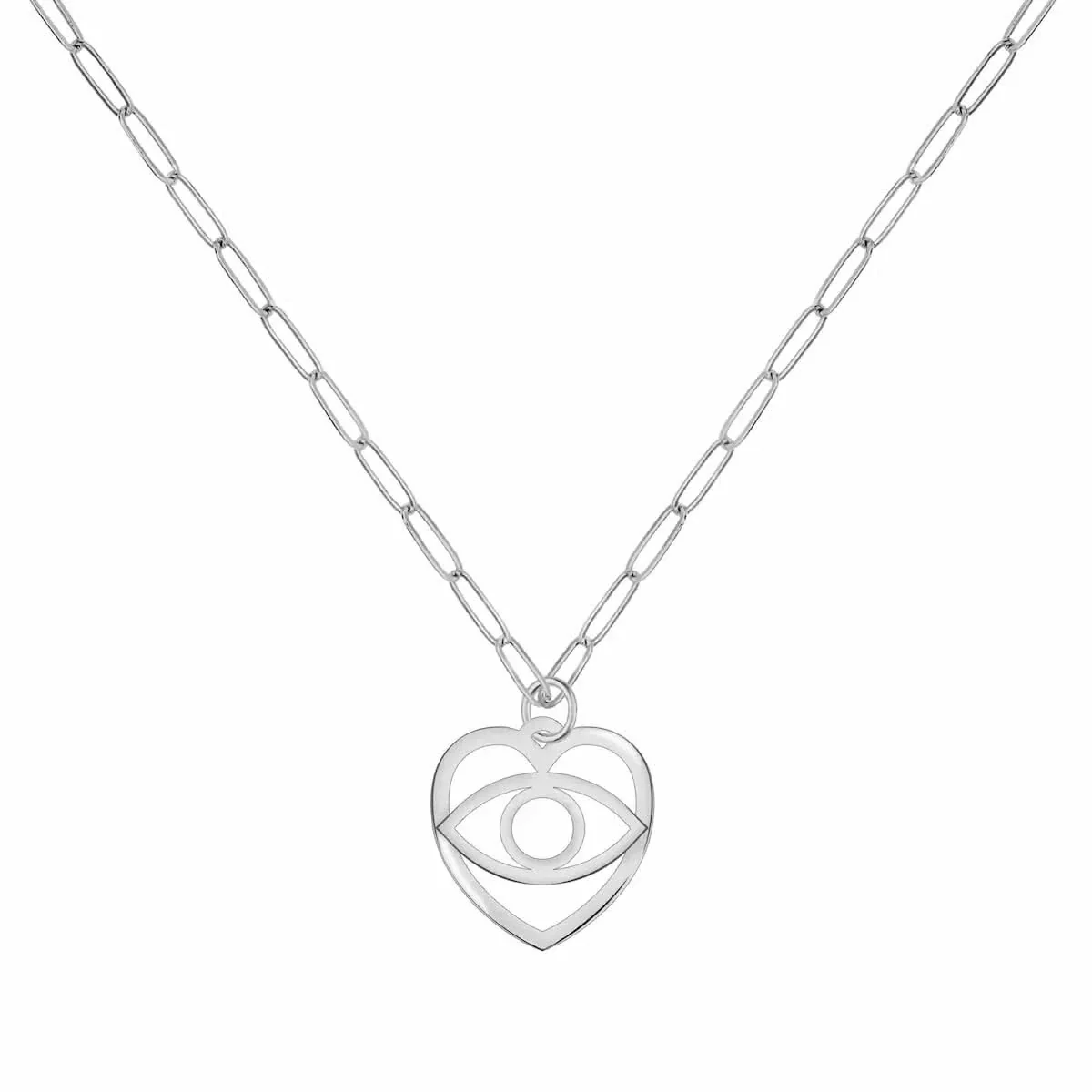 Small Flat Evil Eye Heart Pendant - Image 9