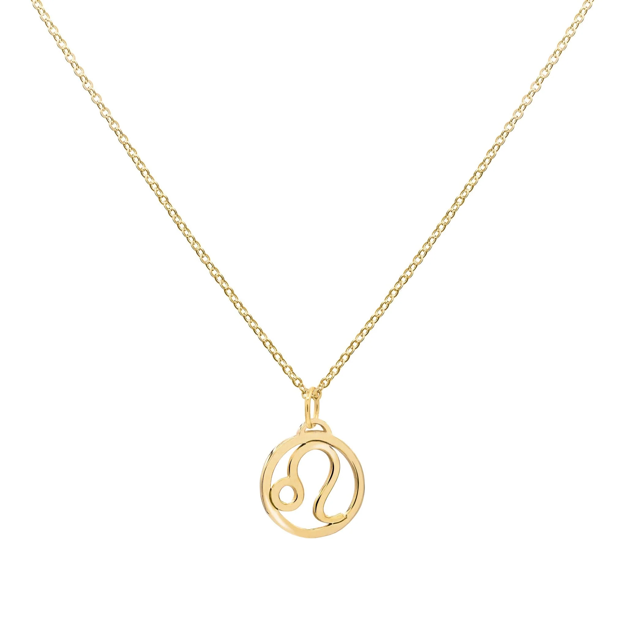 Flat Leo Pendant with Classic Chain in 14k Gold