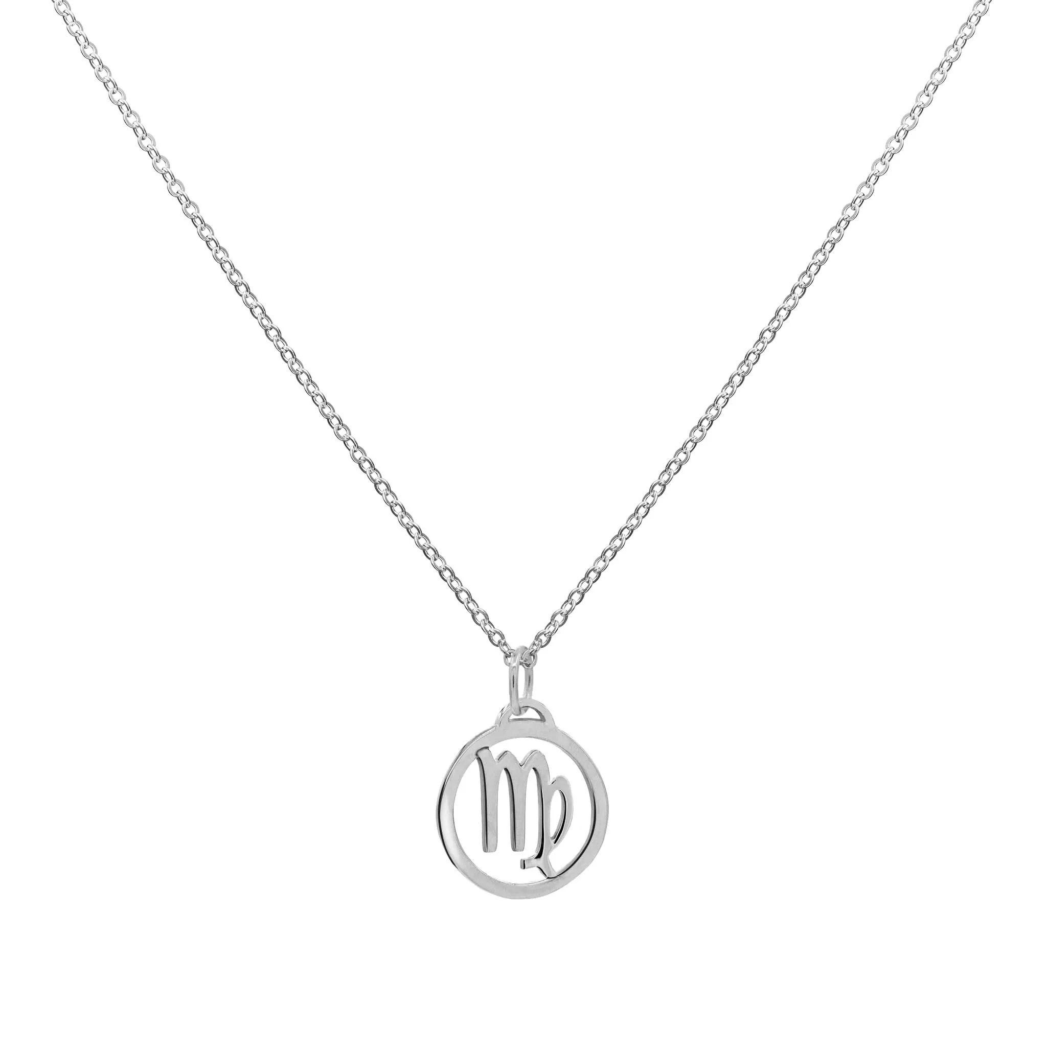 Flat Virgo Pendant with Classic Chain in 14k Gold - Image 4
