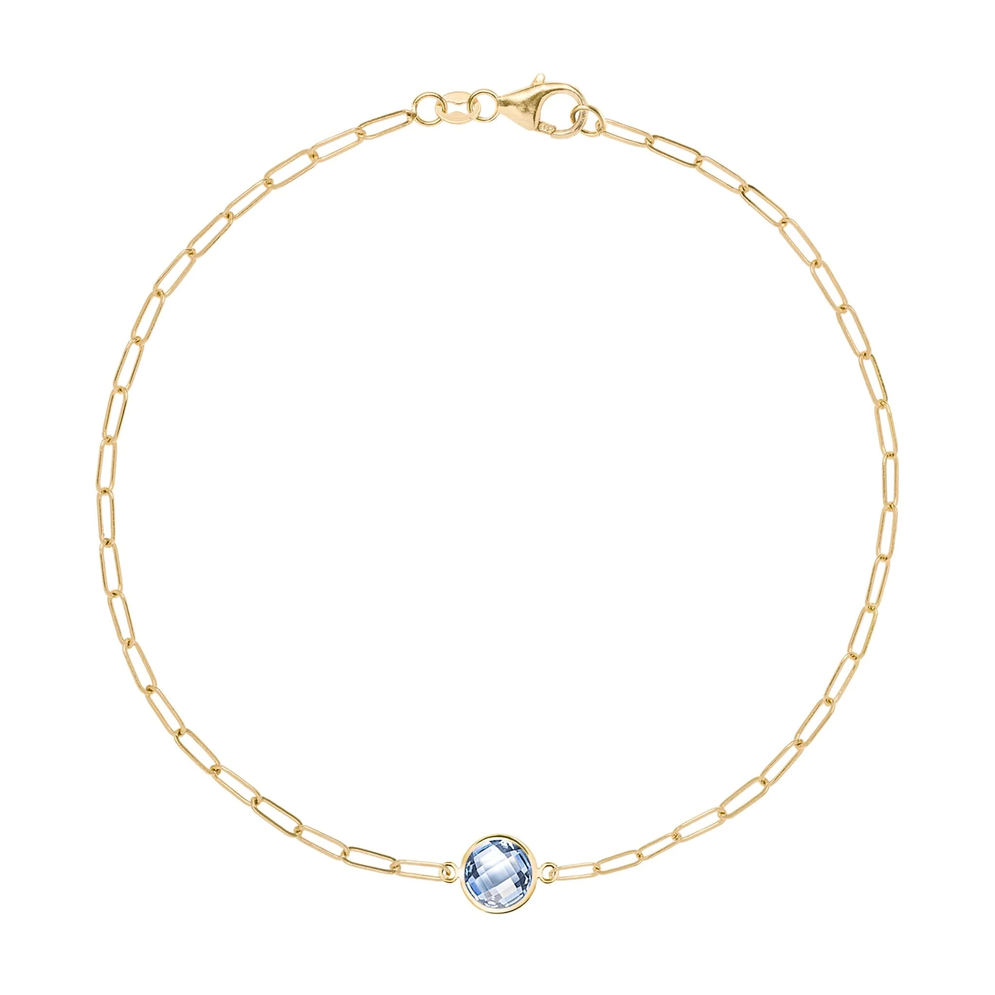 Grand 1 Aquamarine Adelaide Mini Bracelet in 14k Gold (March)