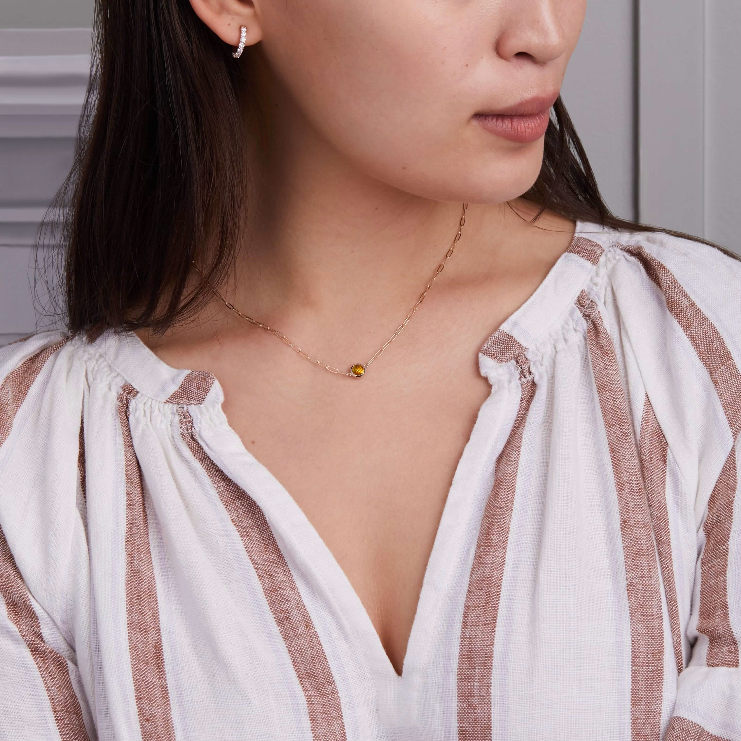Grand 1 Citrine Adelaide Mini Necklace in 14k Gold (November) - Image 2
