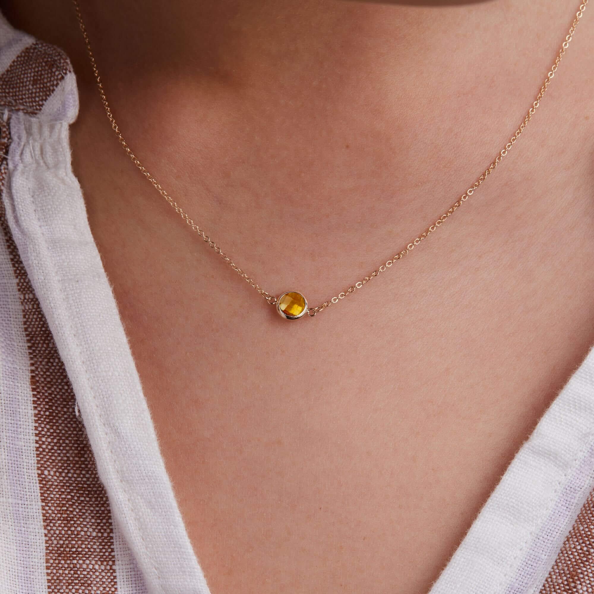 Grand 1 Citrine Necklace in 14k Gold (November) - Image 6