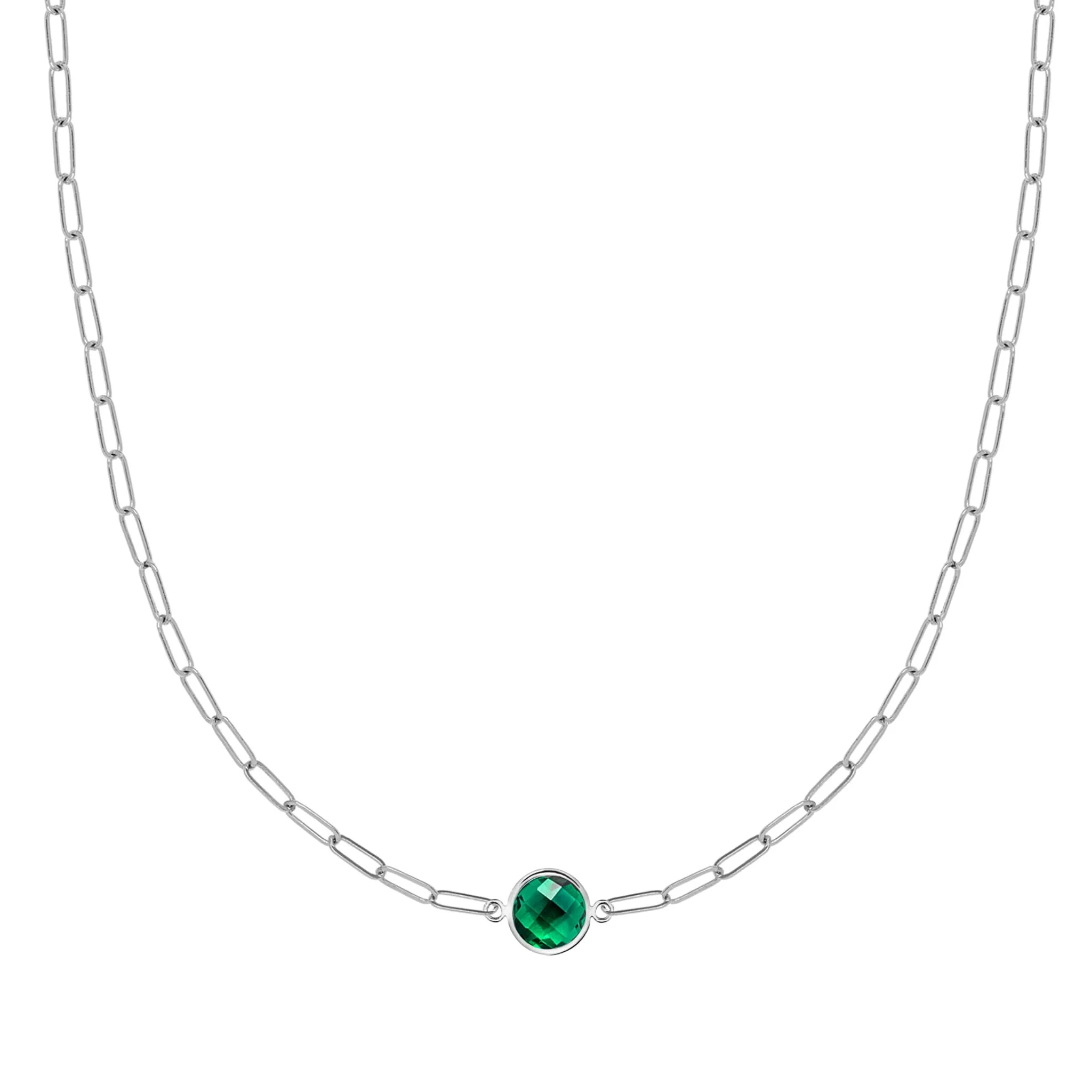 Grand 1 Emerald Adelaide Mini Necklace in 14k Gold (May) - Image 8