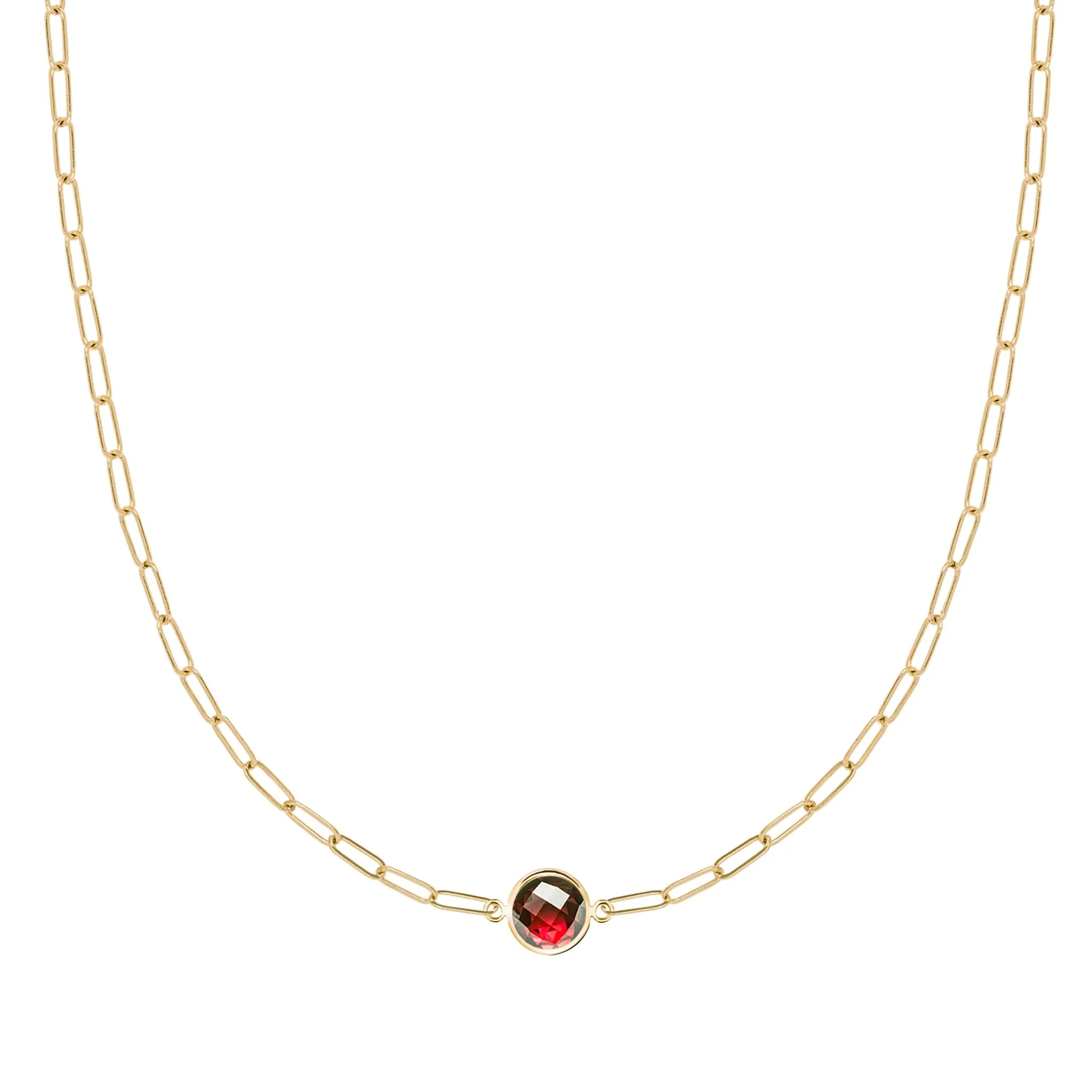 Grand 1 Garnet Adelaide Mini Necklace in 14k Gold (January)