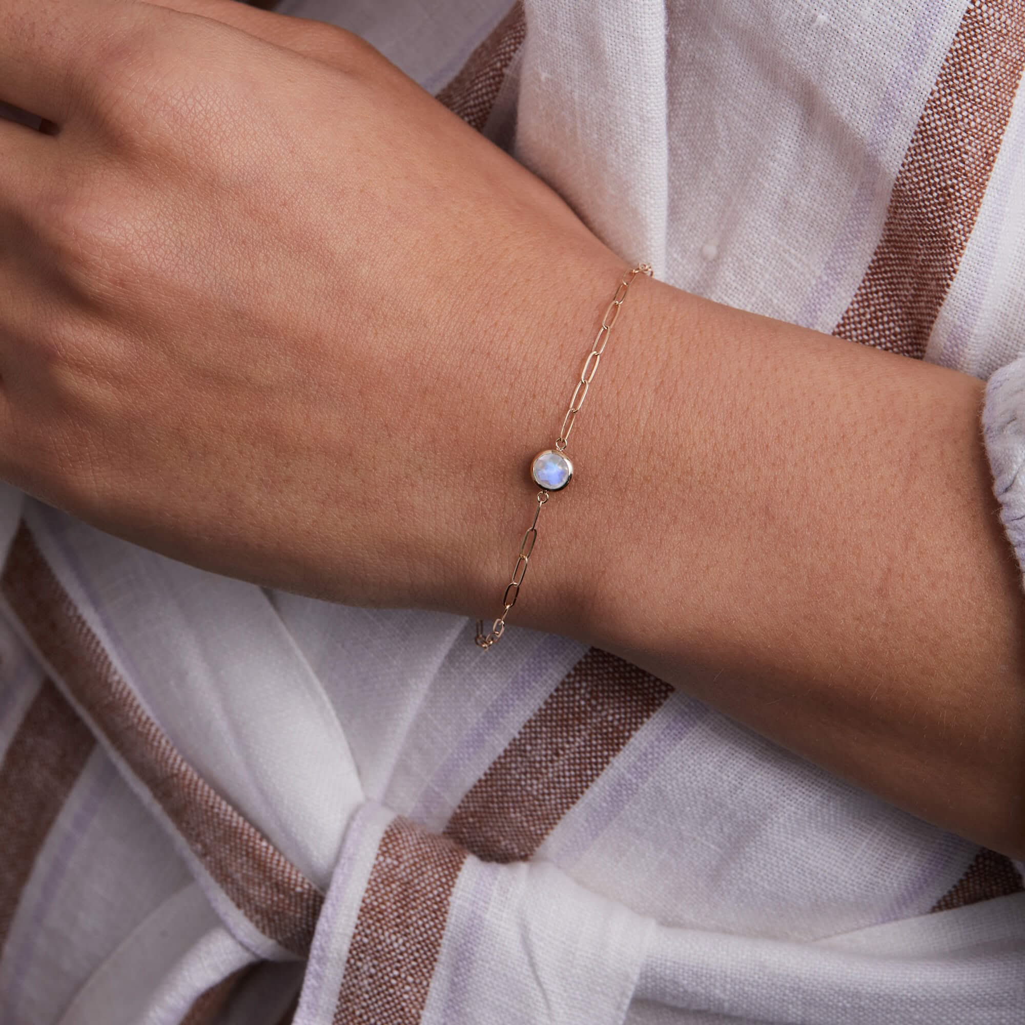 Grand 1 Moonstone Adelaide Mini Bracelet in 14k Gold (June) - Image 3