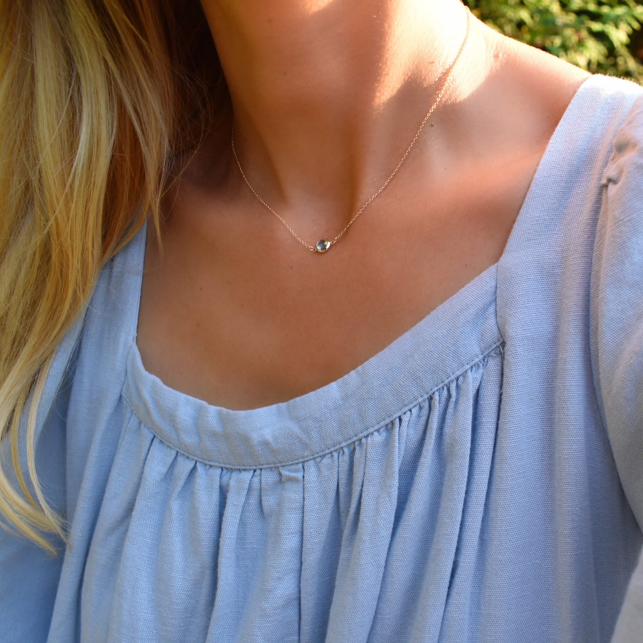 Grand 1 Nantucket Blue Topaz Necklace and Earrings Set in 14k Gold (December) - Image 6