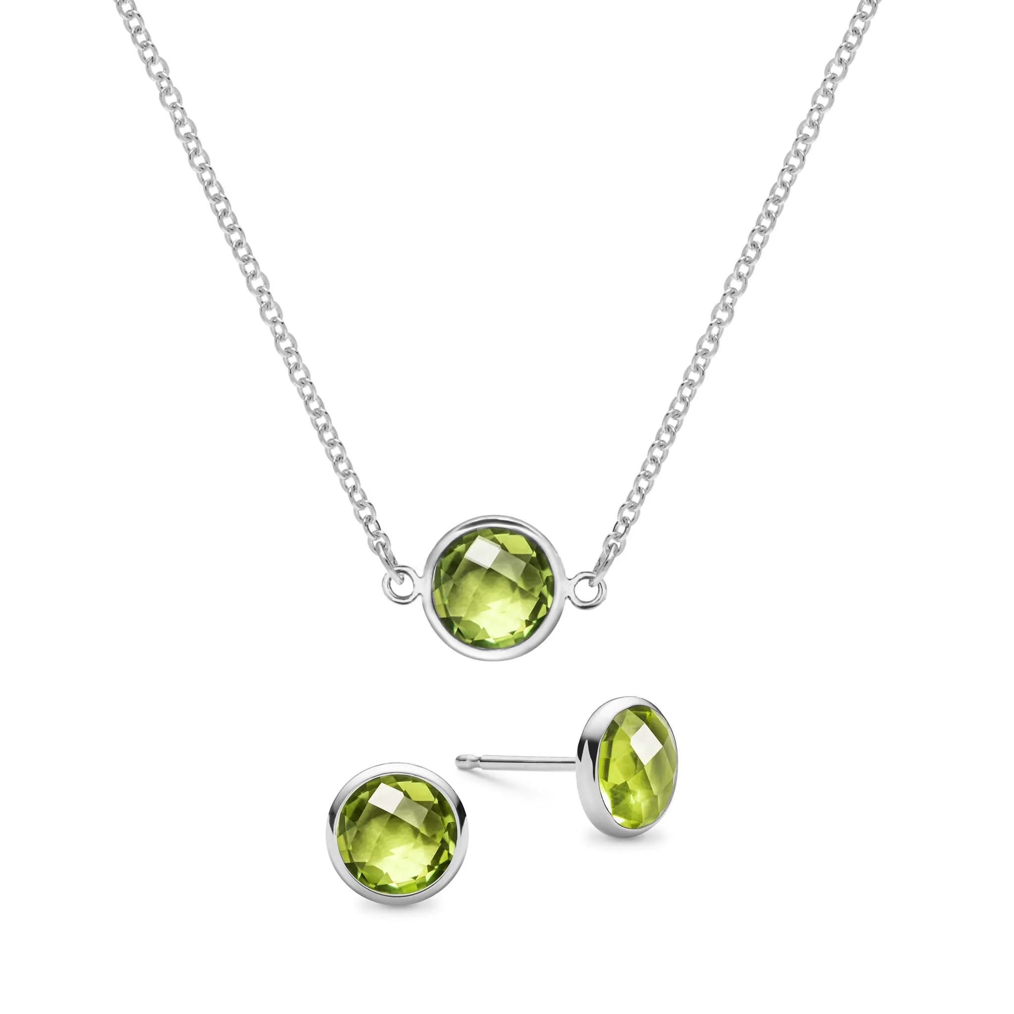 Grand 1 Peridot Necklace and Earrings Set in 14k Gold (August) - Image 8