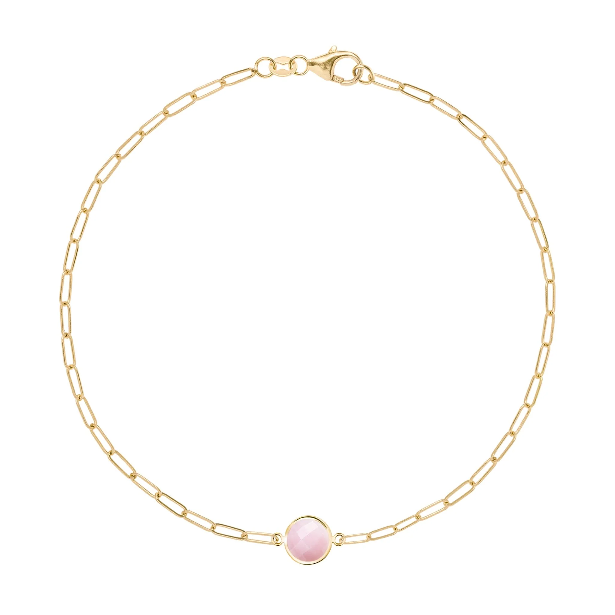 Grand 1 Pink Opal Adelaide Mini Bracelet in 14k Gold (October)